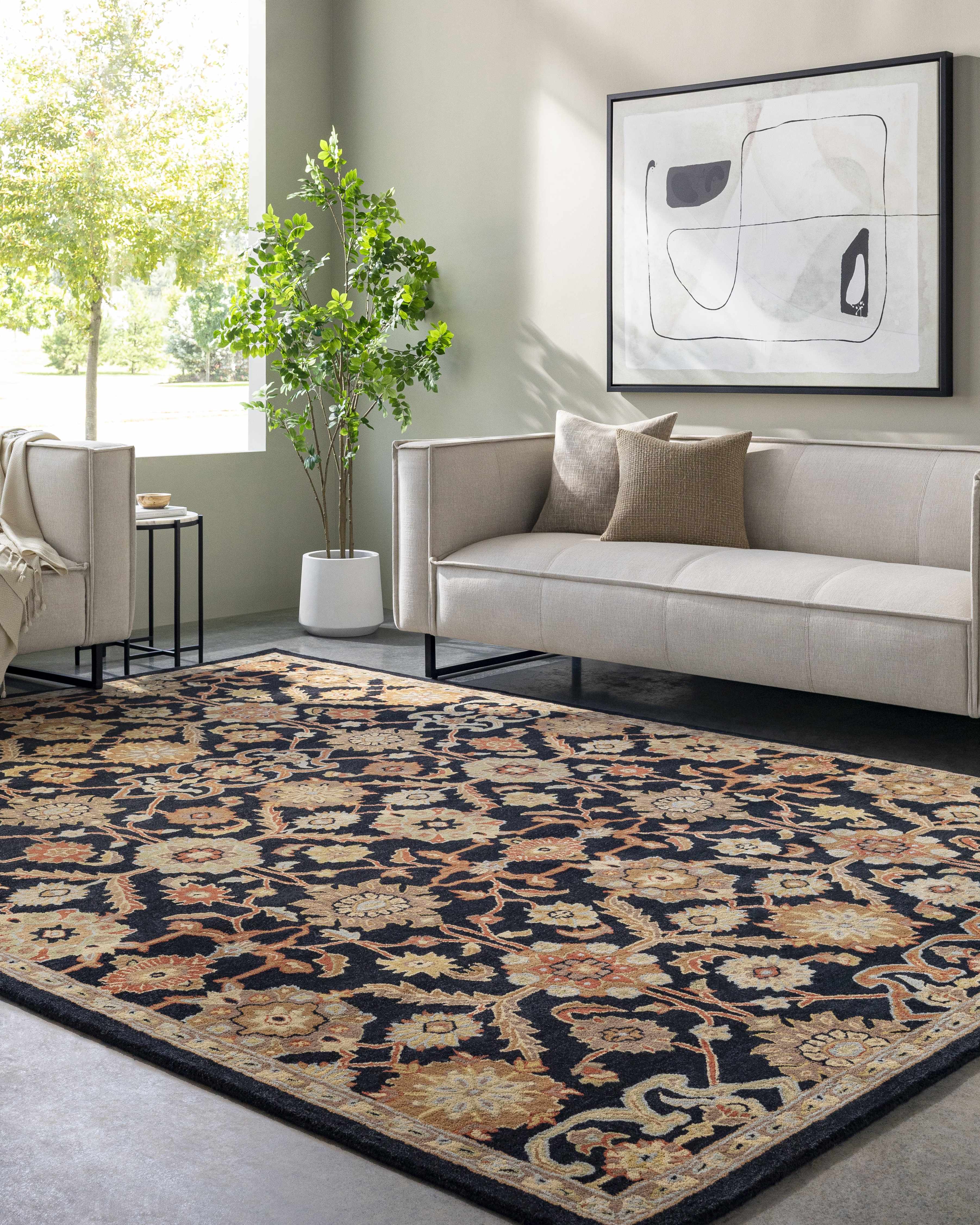 Salix Hand Tufted Black Wool Rug - Image 2