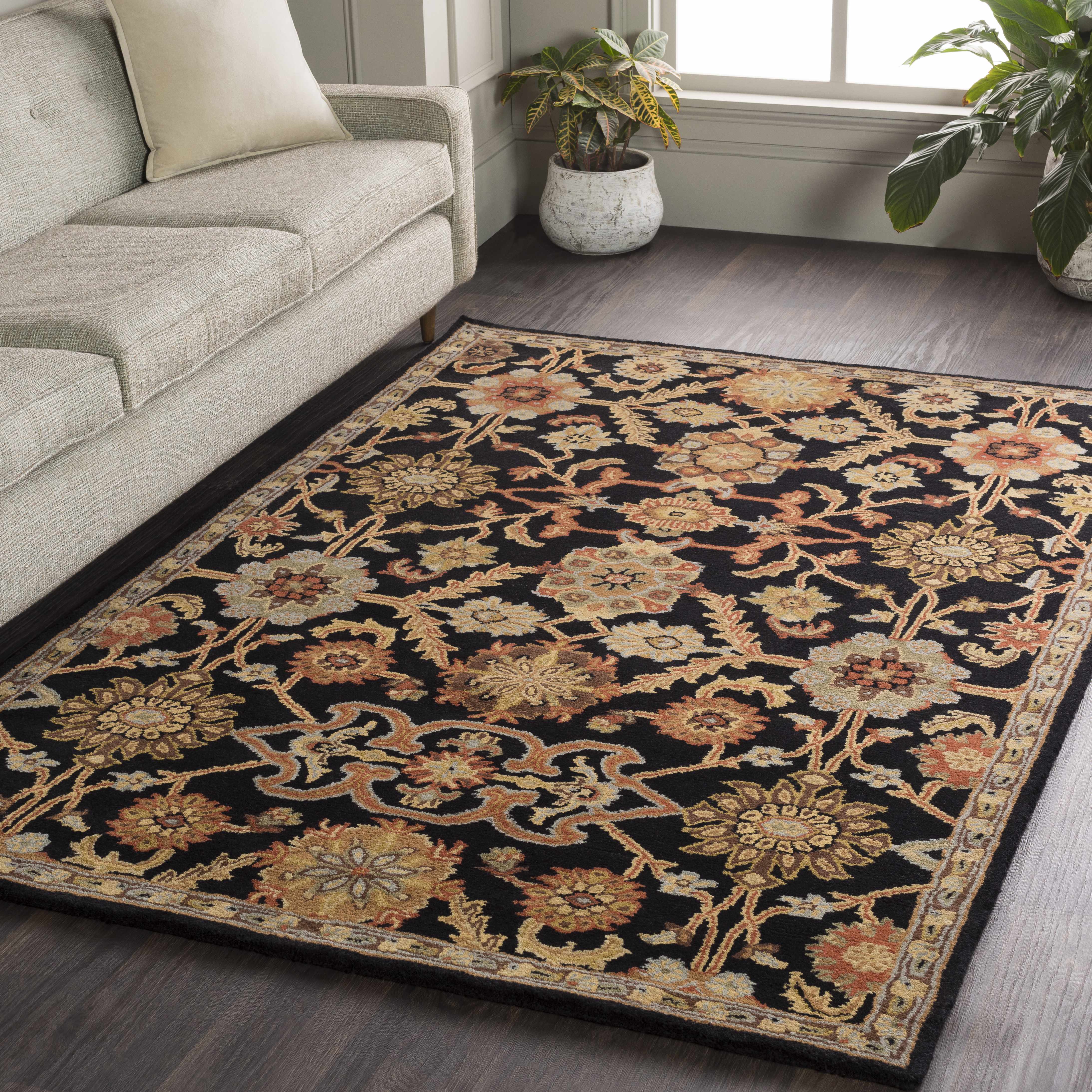 Salix Hand Tufted Black Wool Rug - Image 3