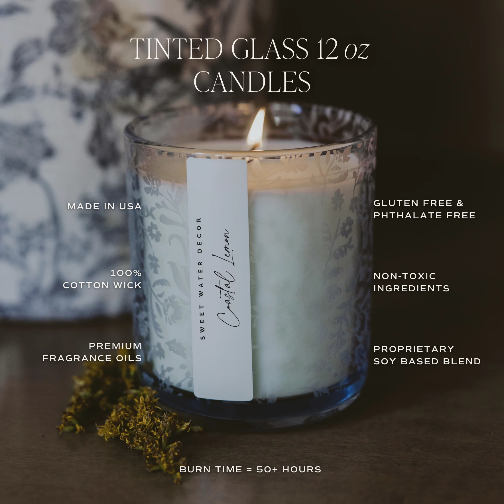 Salt and Sea Soy Candle - Blue Tinted Glass Jar - 12 oz - Image 5