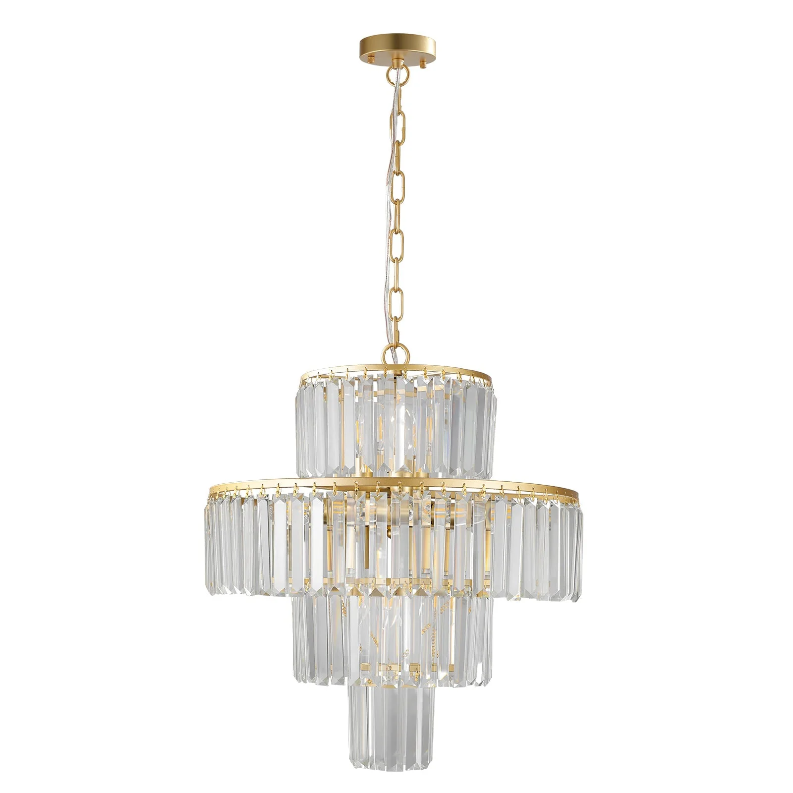 (Same as W1340126461/L5023) 20' Luxury 4-Tier Crystal Chandelier, 12-Light Gold Frame Pendant Light, Elegant Ceiling Lighting for Living Room, Dining Room, Bedroom (No Bulbs) - Image 11