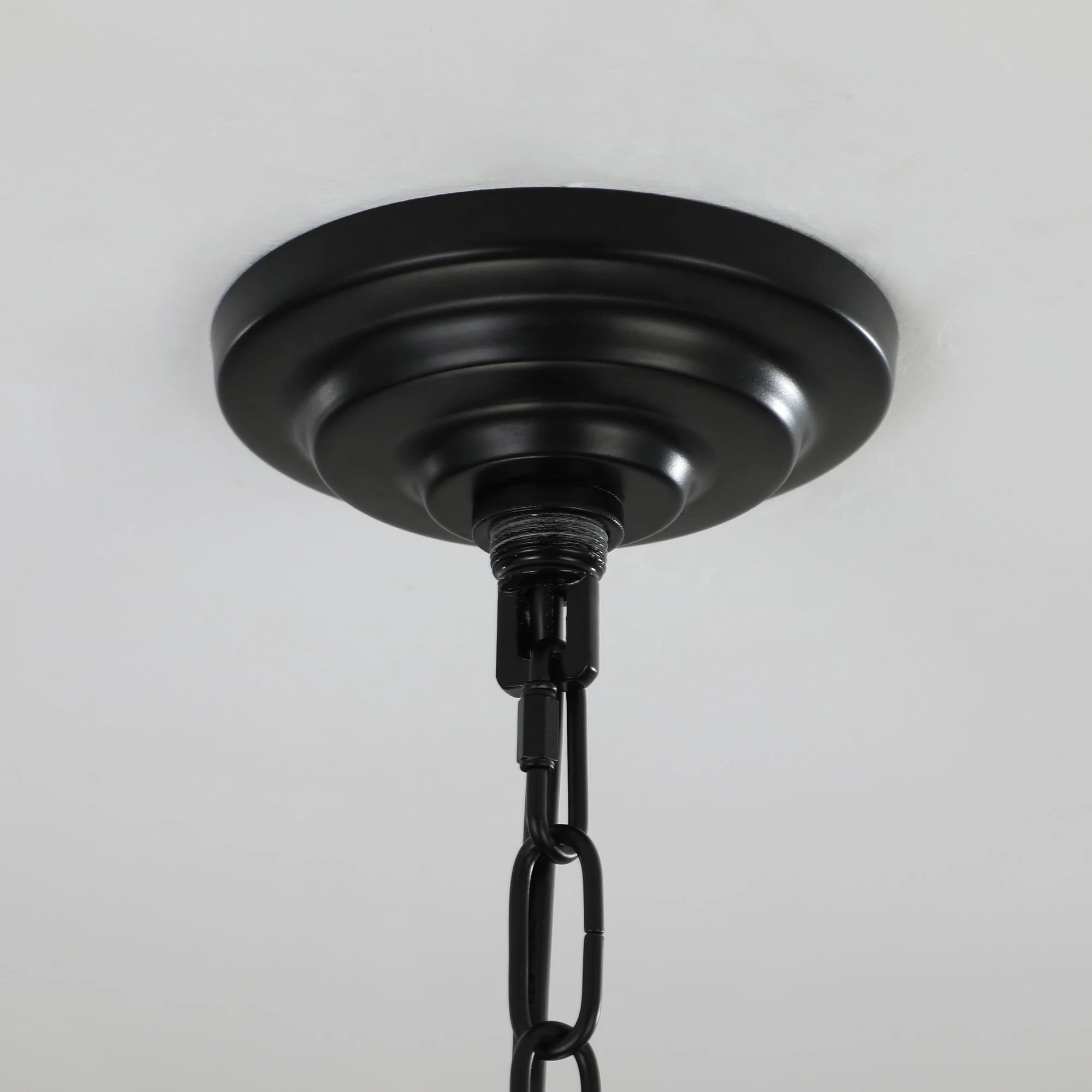 18' Modern 8-Light Black & Chrome Geometric Pendant Chandelier, Industrial Metal Frame, Adjustable Hanging Light for Living Room, Dining Room, Kitchen (No Bulbs) - Image 10