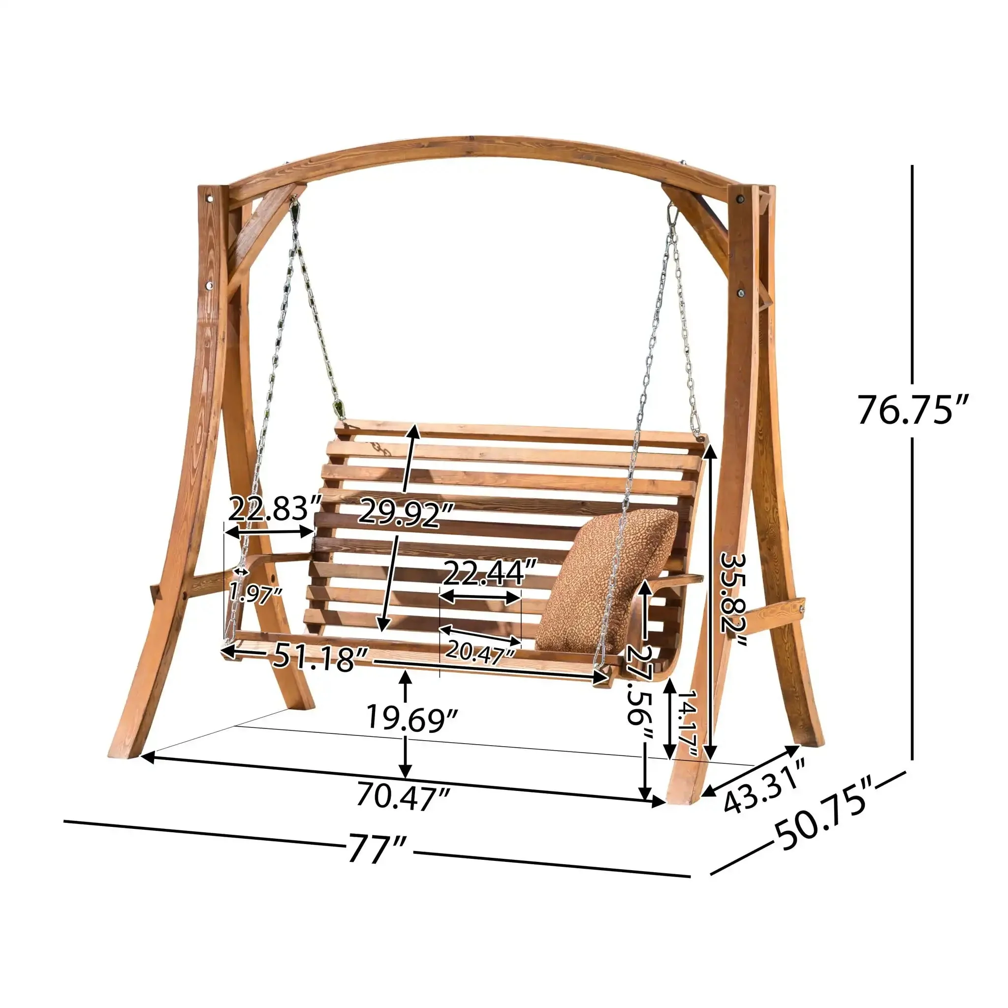 San Juan - Outdoor Swinging Loveseat With Support - Image 5