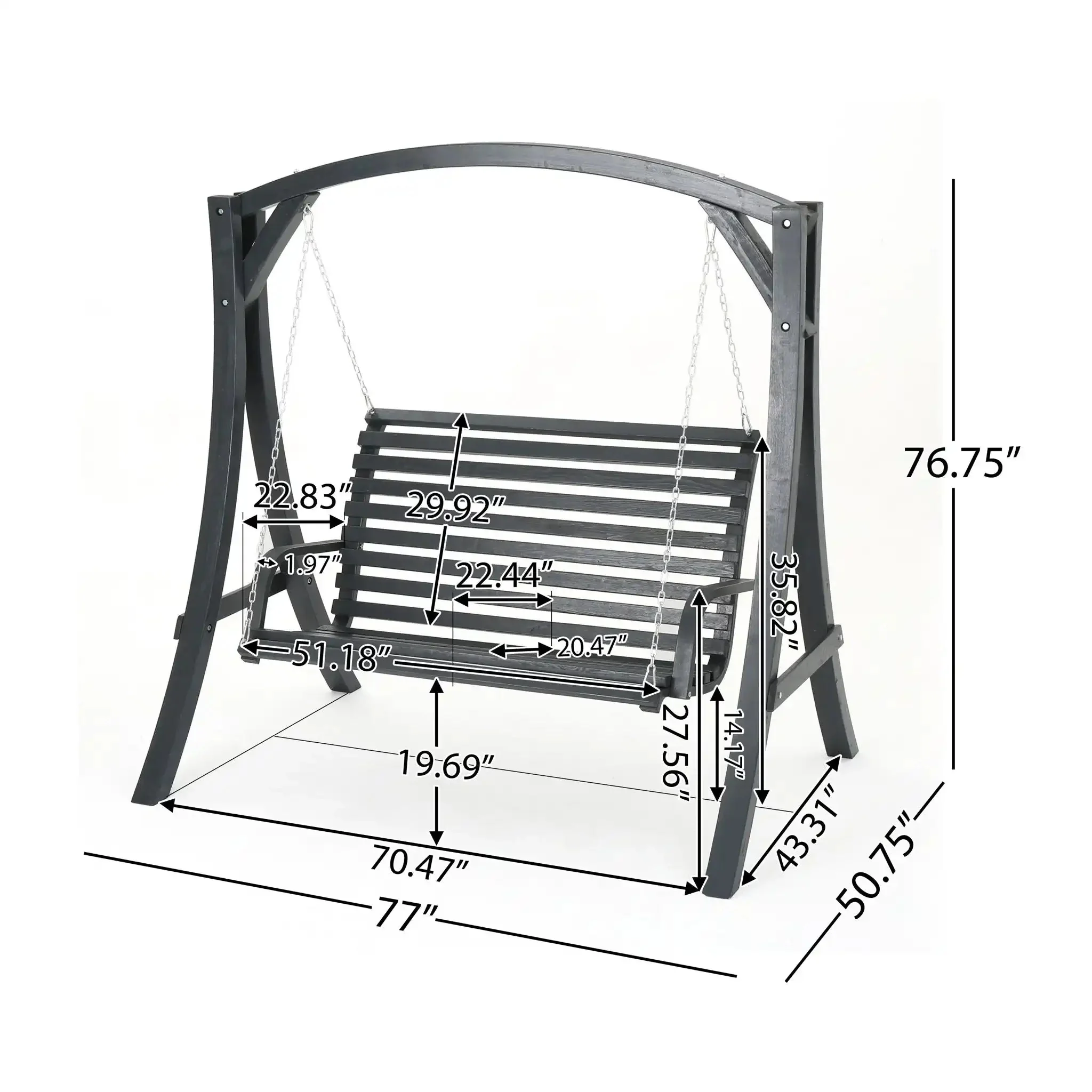 San Juan - Outdoor Swinging Loveseat With Support - Image 8