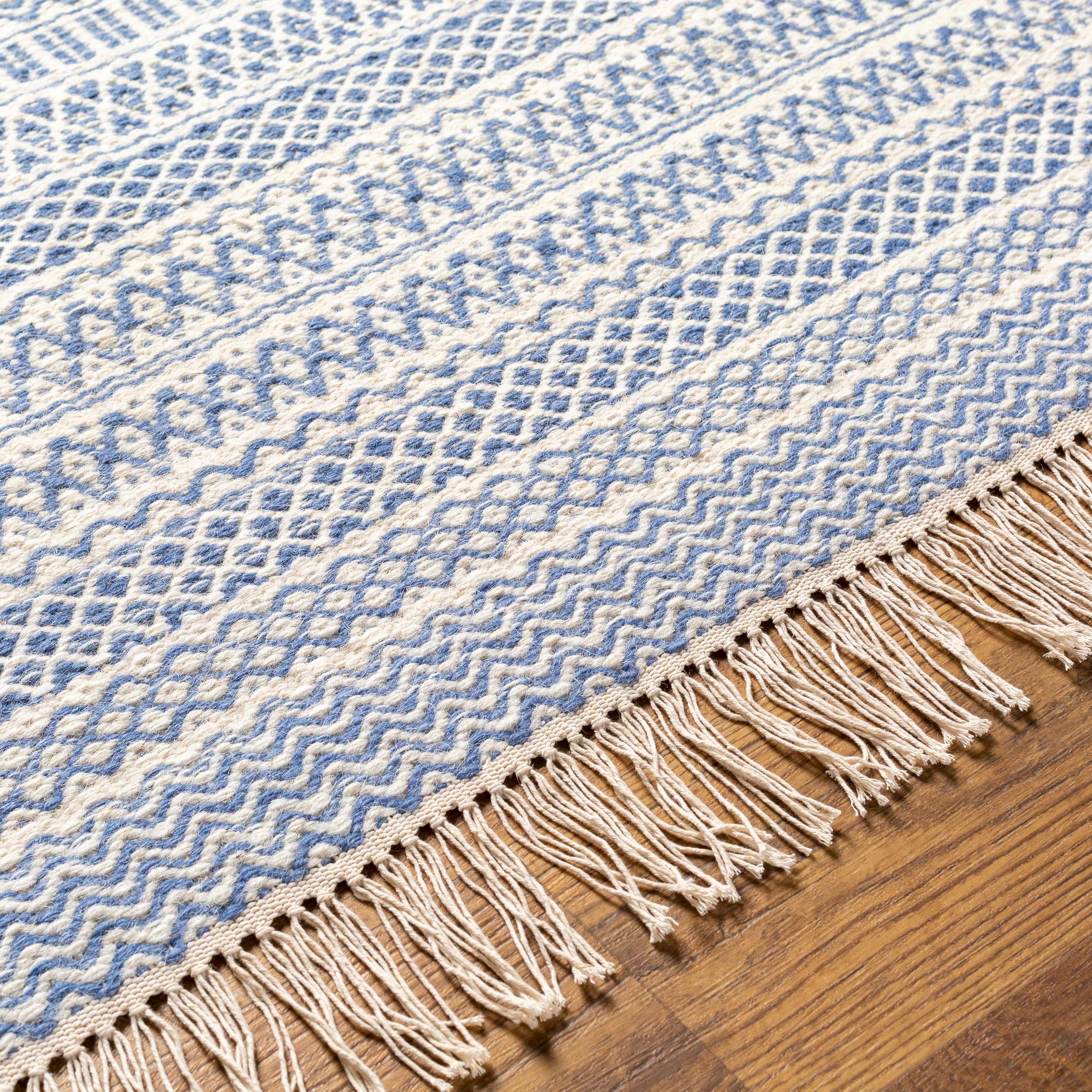 Sanc Blue/Cream Flatweave Wool Rug - Clearance - Image 3