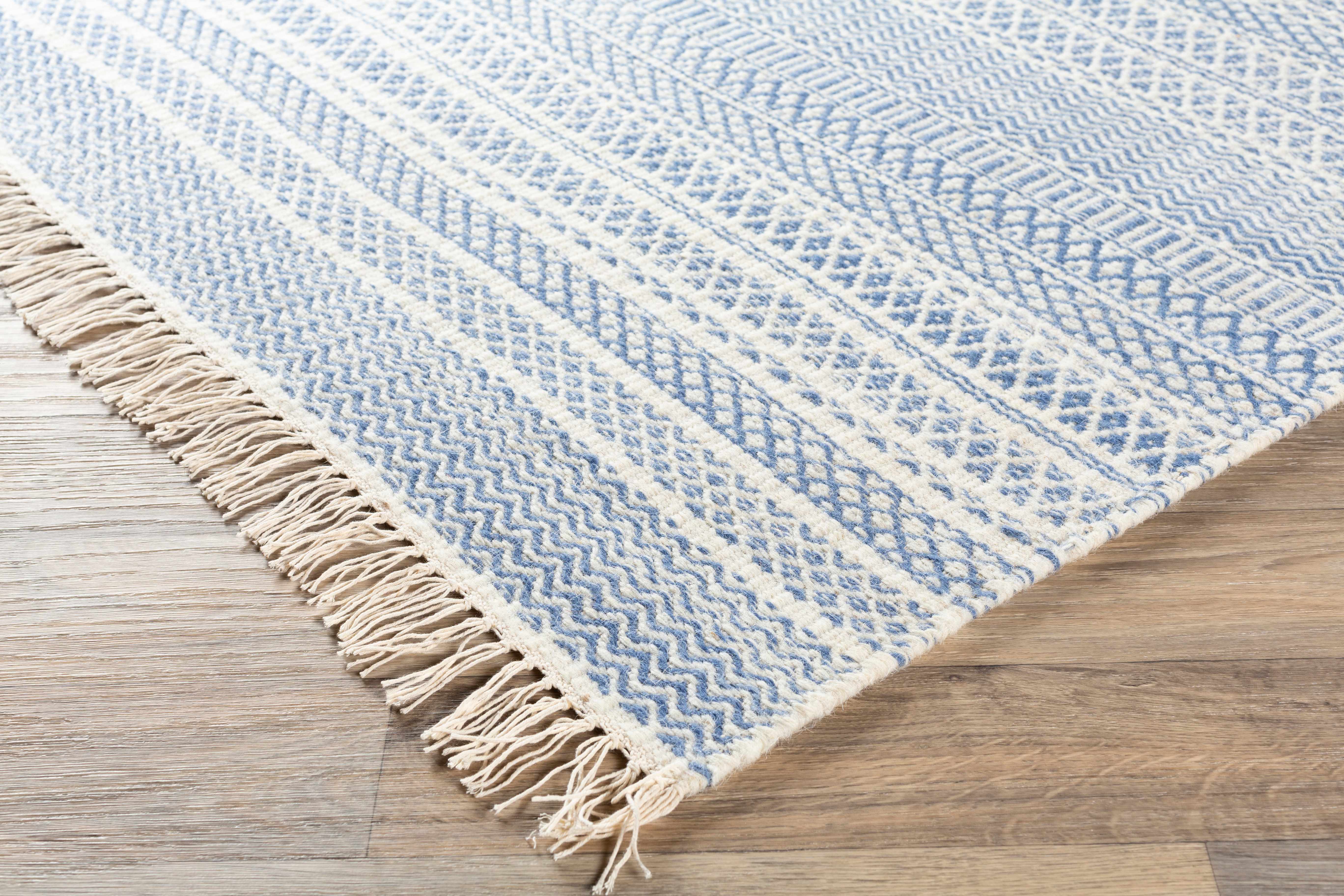 Sanc Blue/Cream Flatweave Wool Rug - Clearance - Image 6