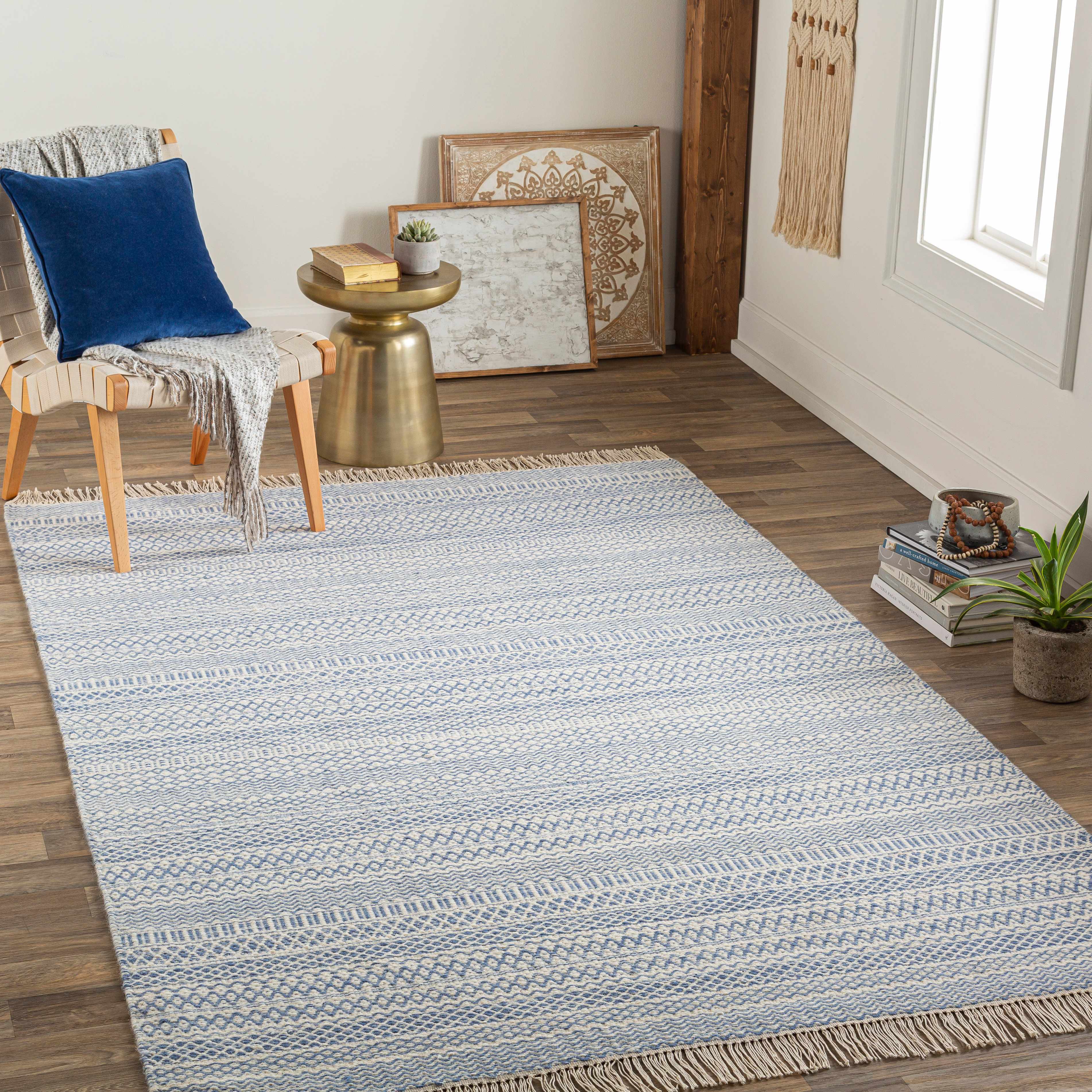 Sanc Blue/Cream Flatweave Wool Rug - Clearance - Image 9