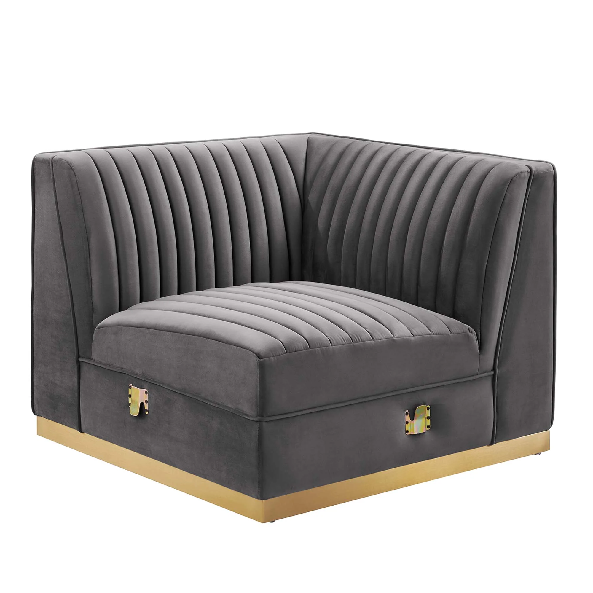 Sanguine Channel Tufted Performance Velvet Modular Sectional Sofa Right Corner Chair - Image 5