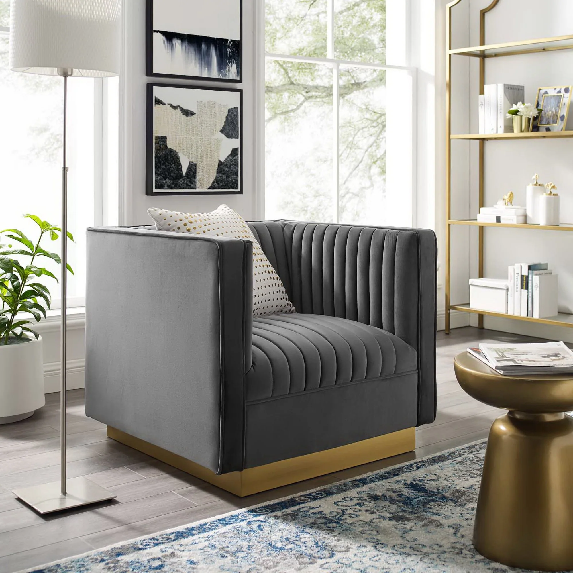 Sanguine Vertical Channel Tufted Accent Performance Velvet Armchair by Modway - Image 5
