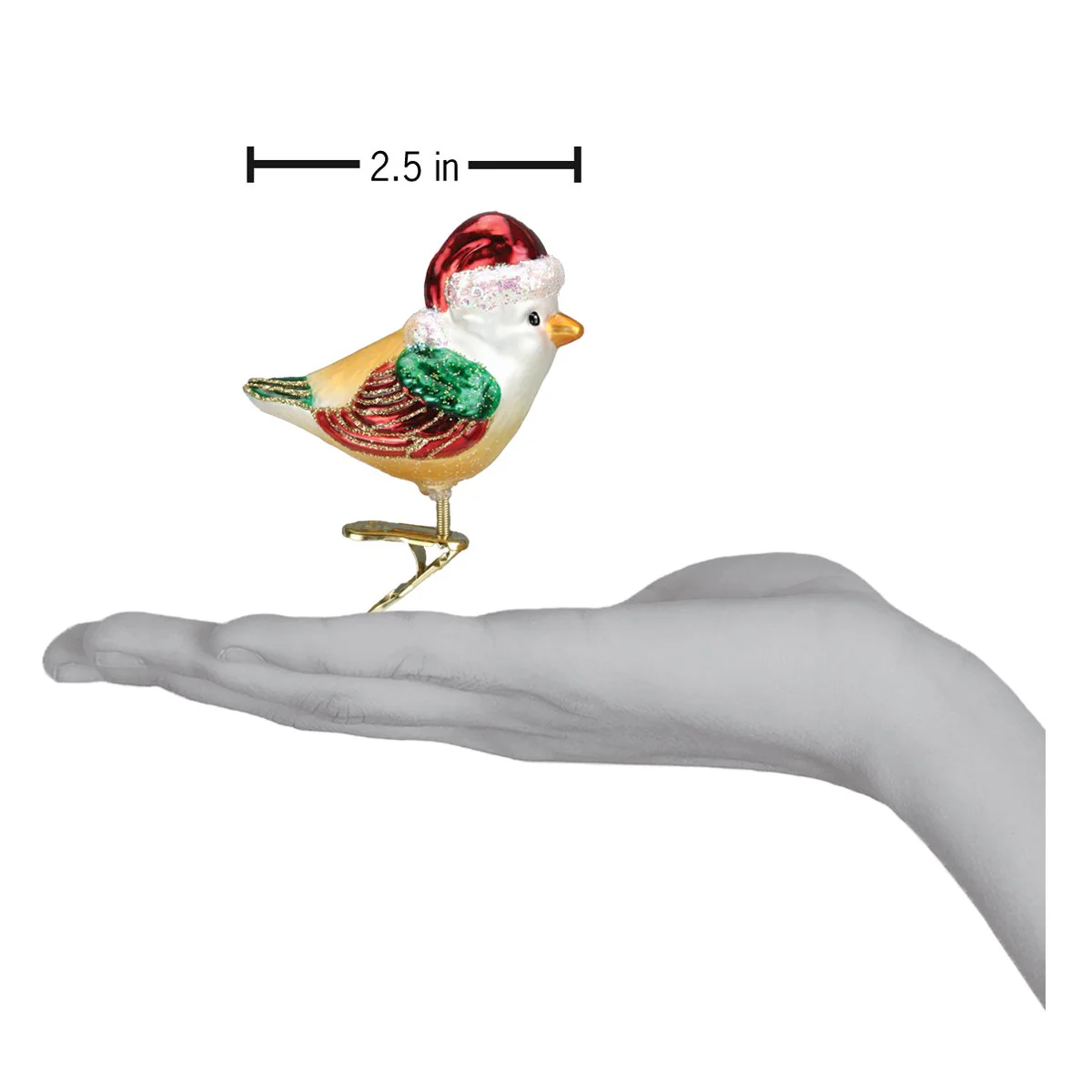 Santa Bird Ornament with Santa Hat 2.5 x 2.5 x 1.75 Inches - Image 4