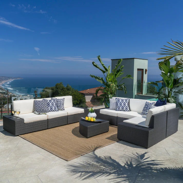 Santa Cruz - Outdoor 8 Piece Sectional Set - Dark Brown - Image 4