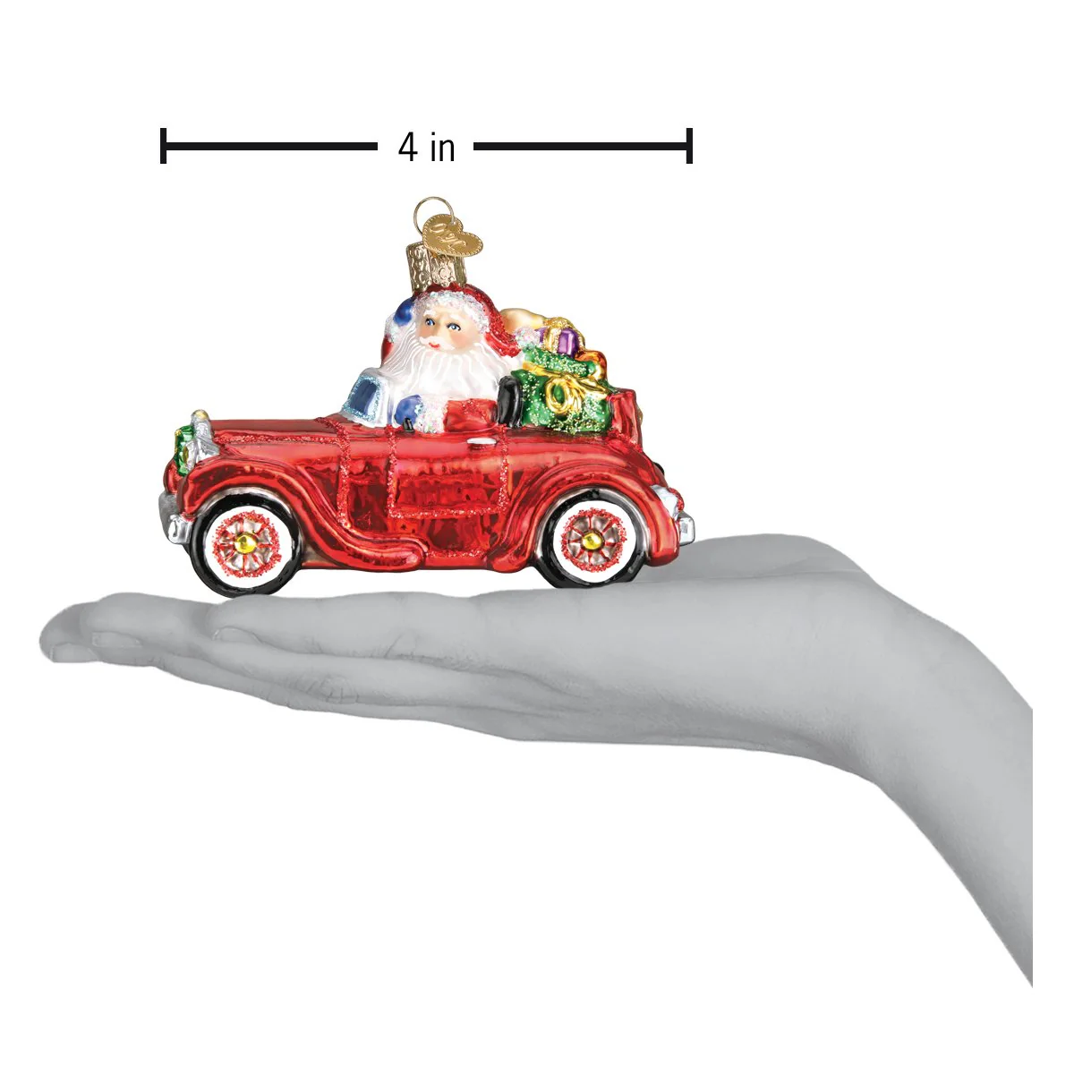 Santa In Antique Car Ornament - Image 6