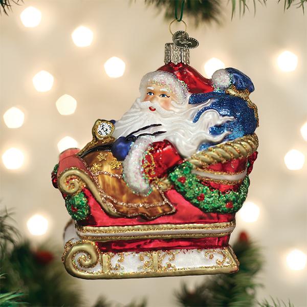 Santa In Sleigh Christmas Ornament by Old World Christmas