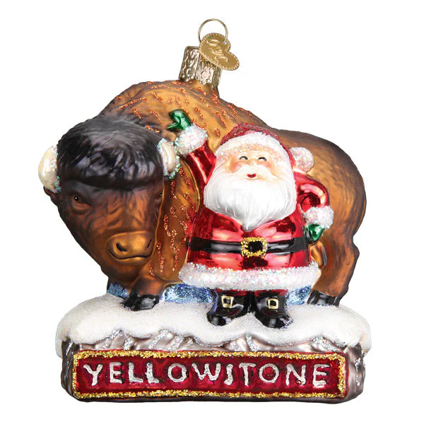 Santa With Bison Glass Ornament by Old World Christmas - Image 3