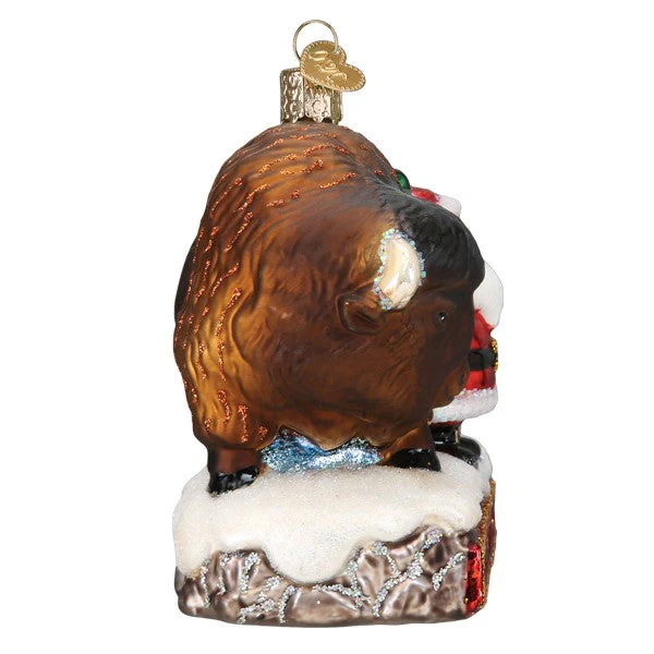 Santa With Bison Glass Ornament by Old World Christmas - Image 5