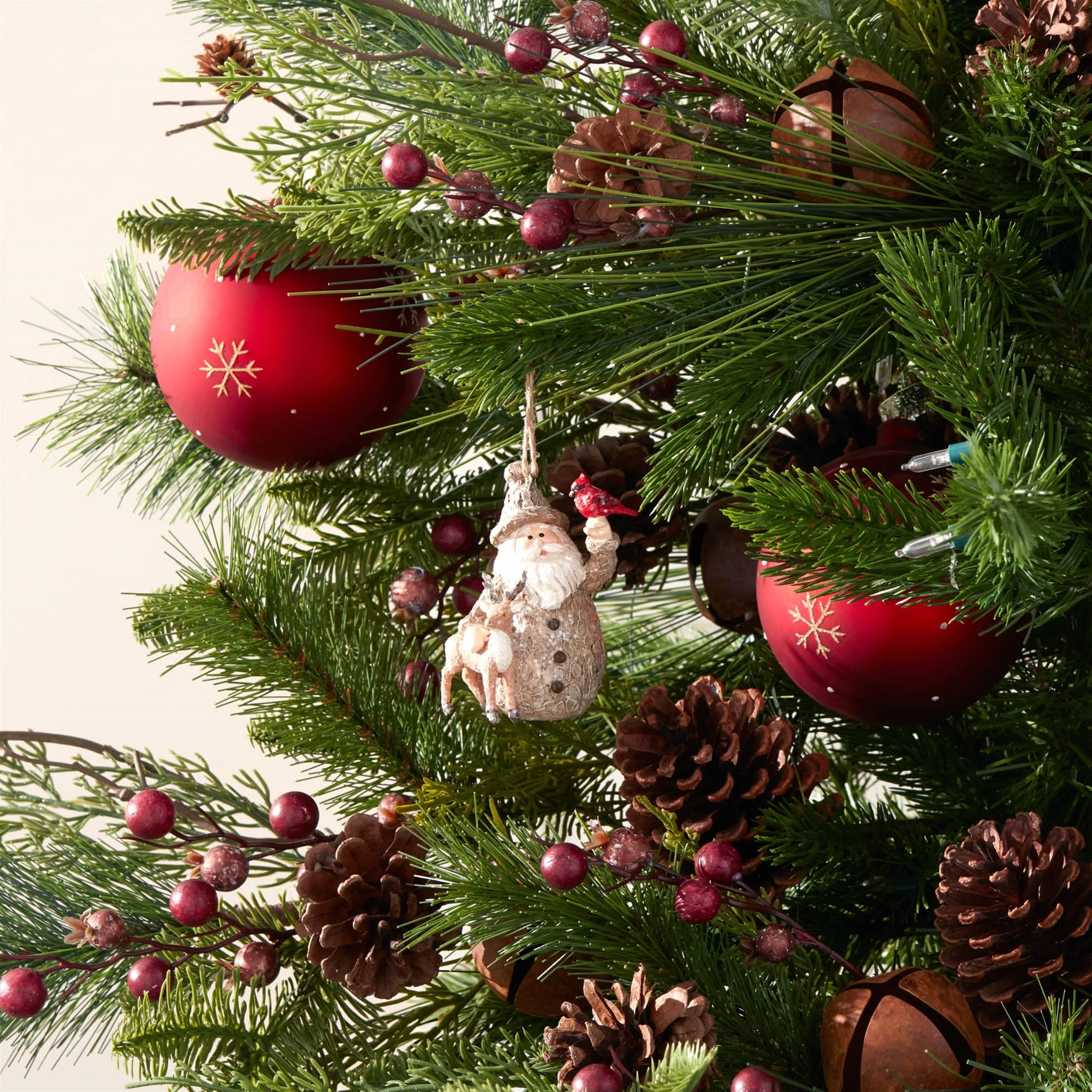 Santa with Deer and Cardinal Bird Ornament (Set of 6) - Image 2