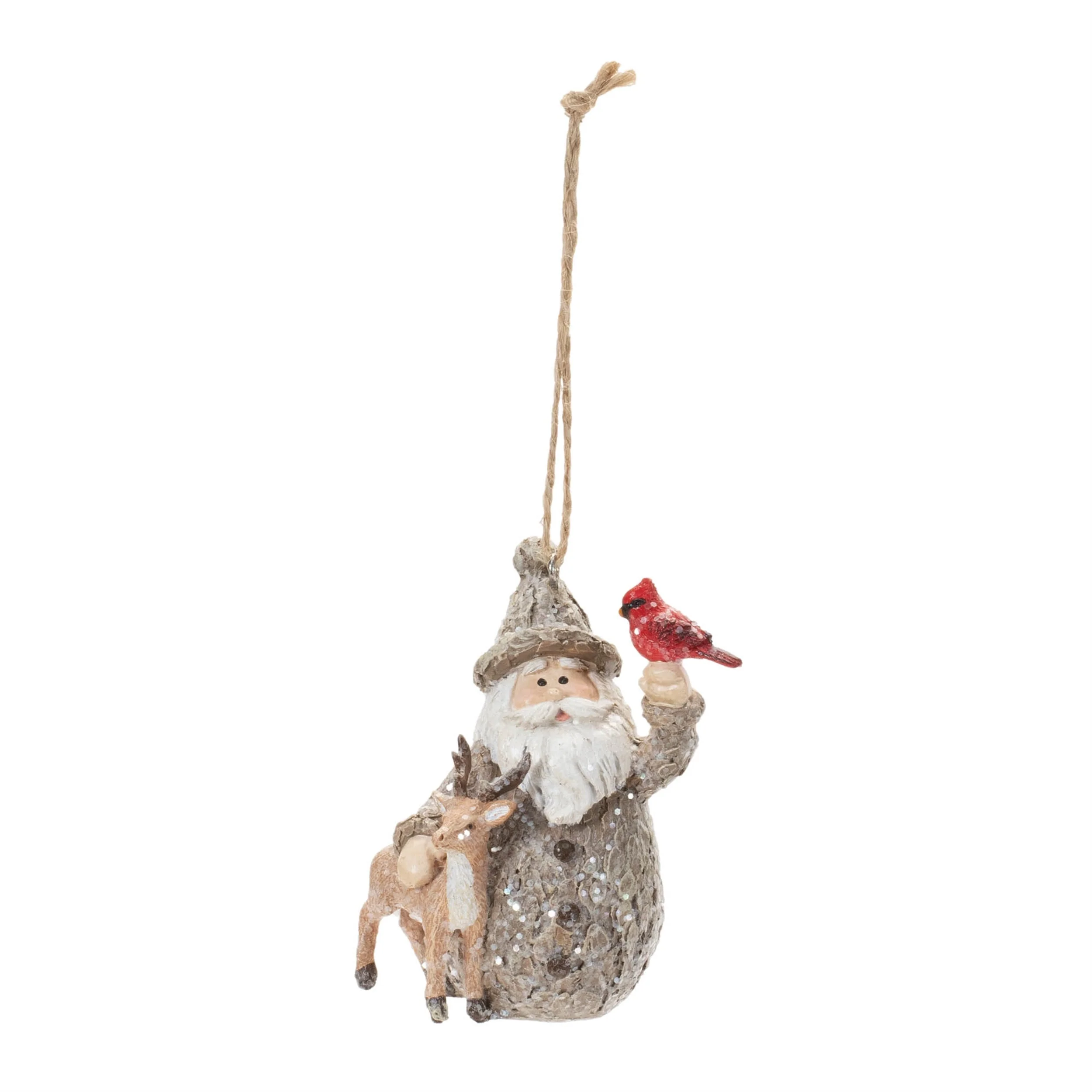 Santa with Deer and Cardinal Bird Ornament (Set of 6) - Image 3