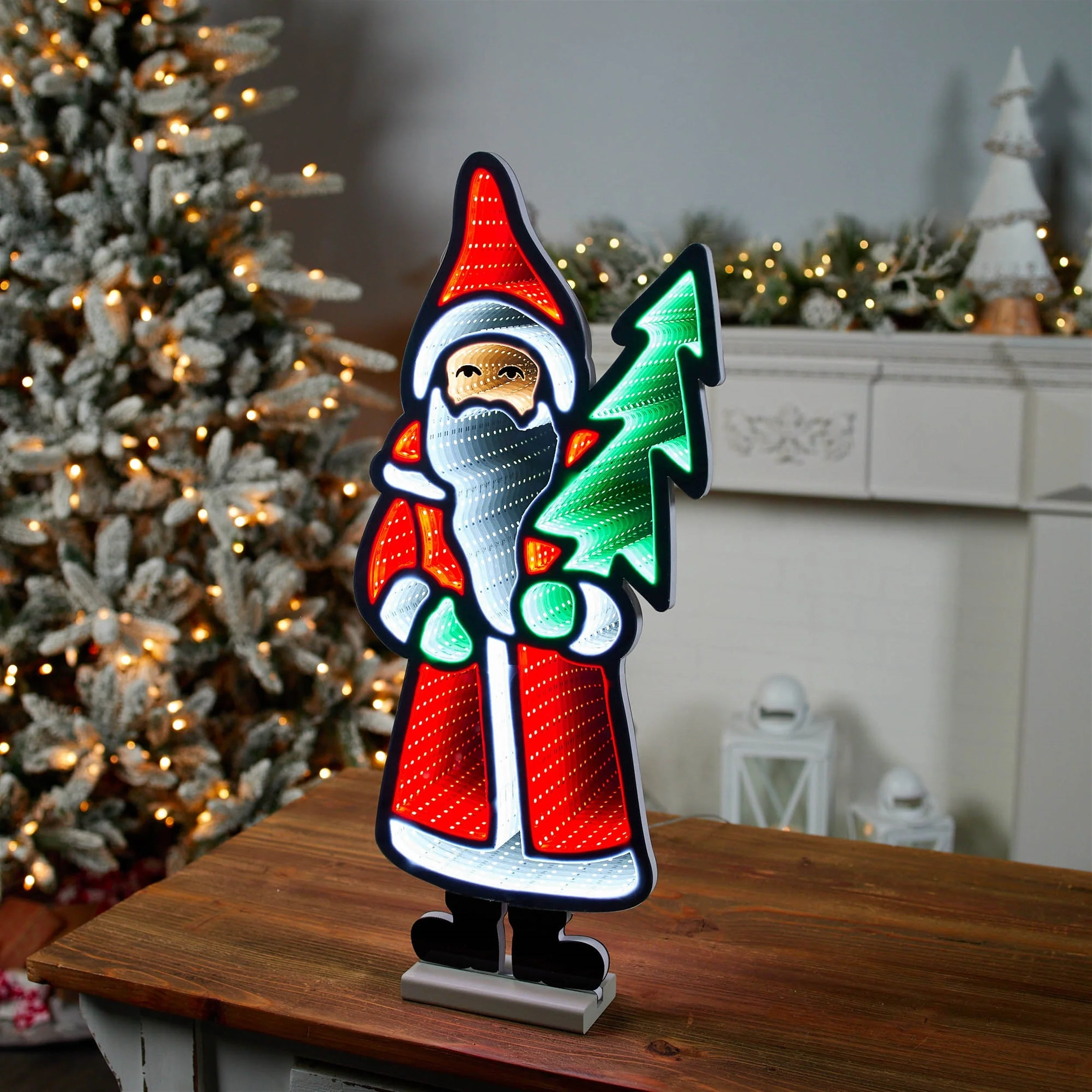 Santa with Pine Tree Ekkolight 23.5"H - Image 2