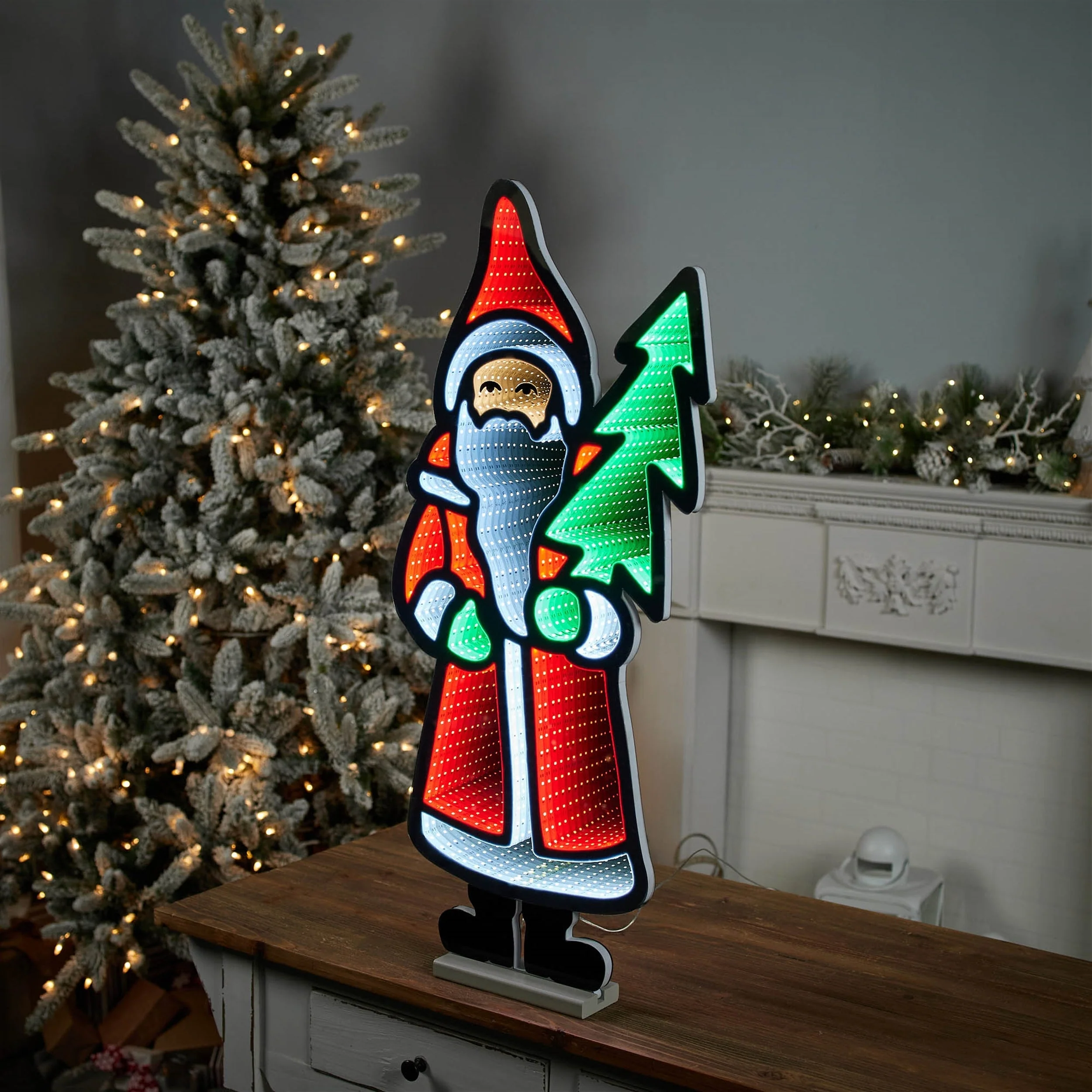 Santa with Pine Tree Ekkolight 33"H - Image 2
