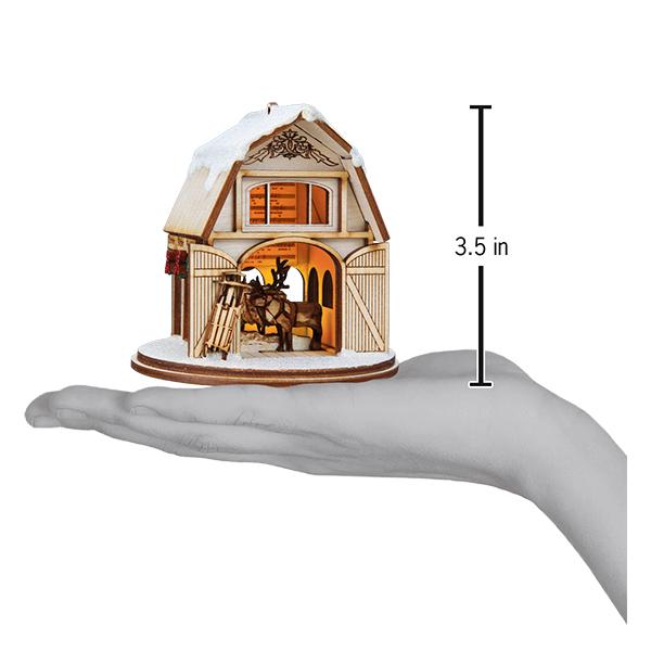 Santa's Reindeer Barn Christmas Ornament - Image 3