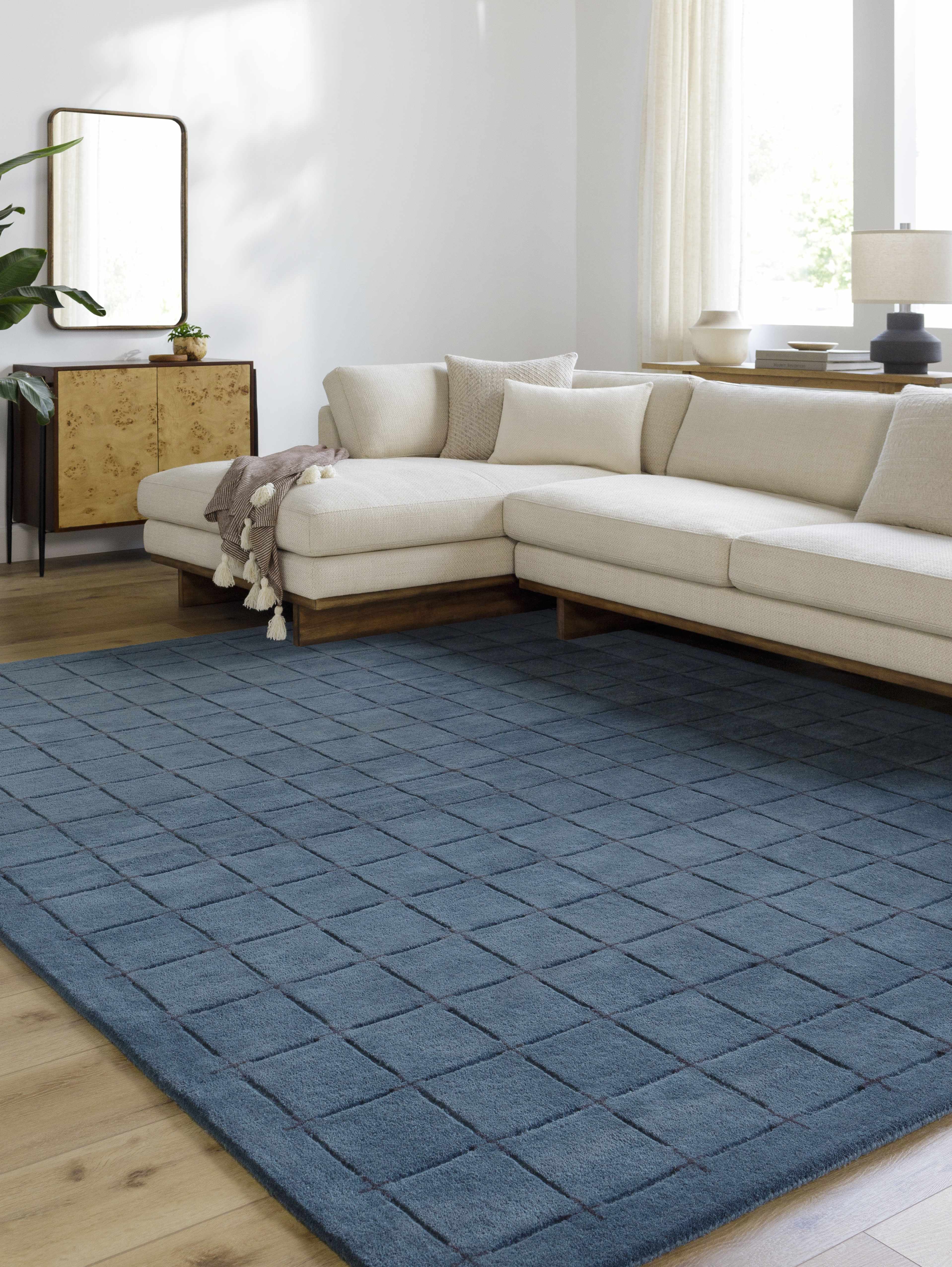 Sanvi Navy Wool Area Rug - Image 2