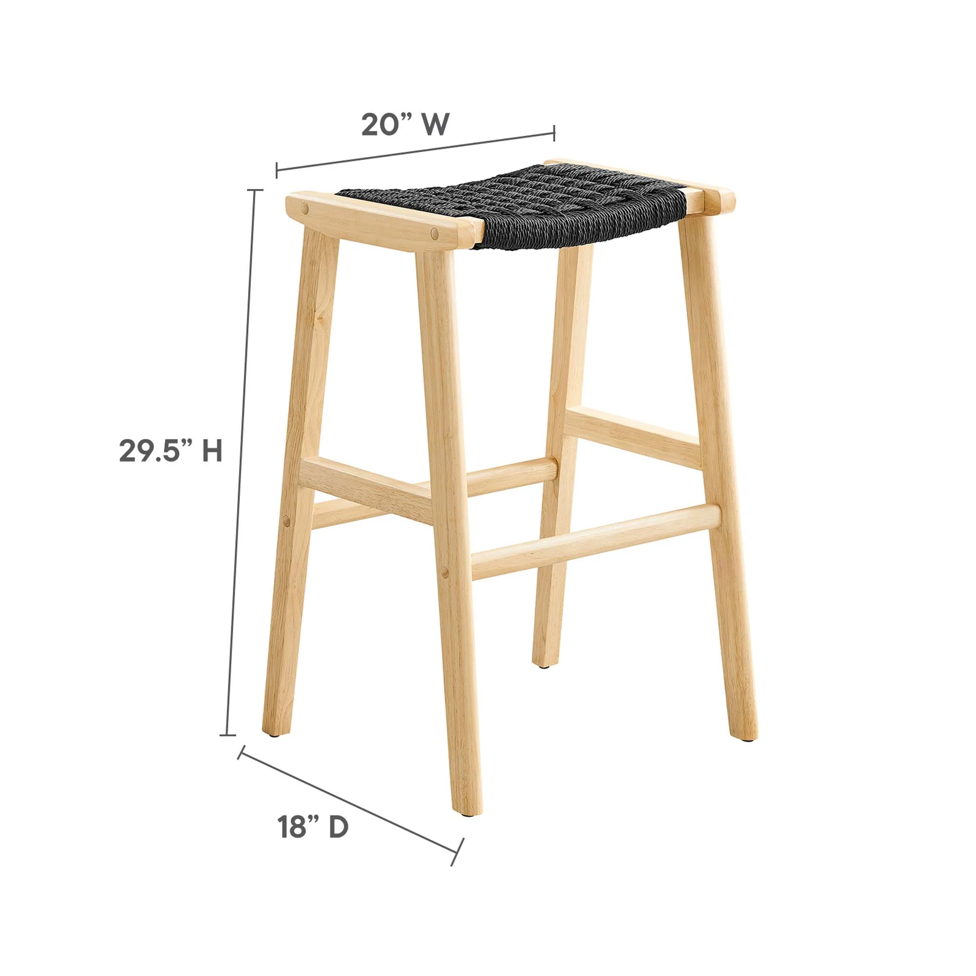 Saoirse Woven Rope Wood Bar Stool Set of 2 by Modway - Image 3