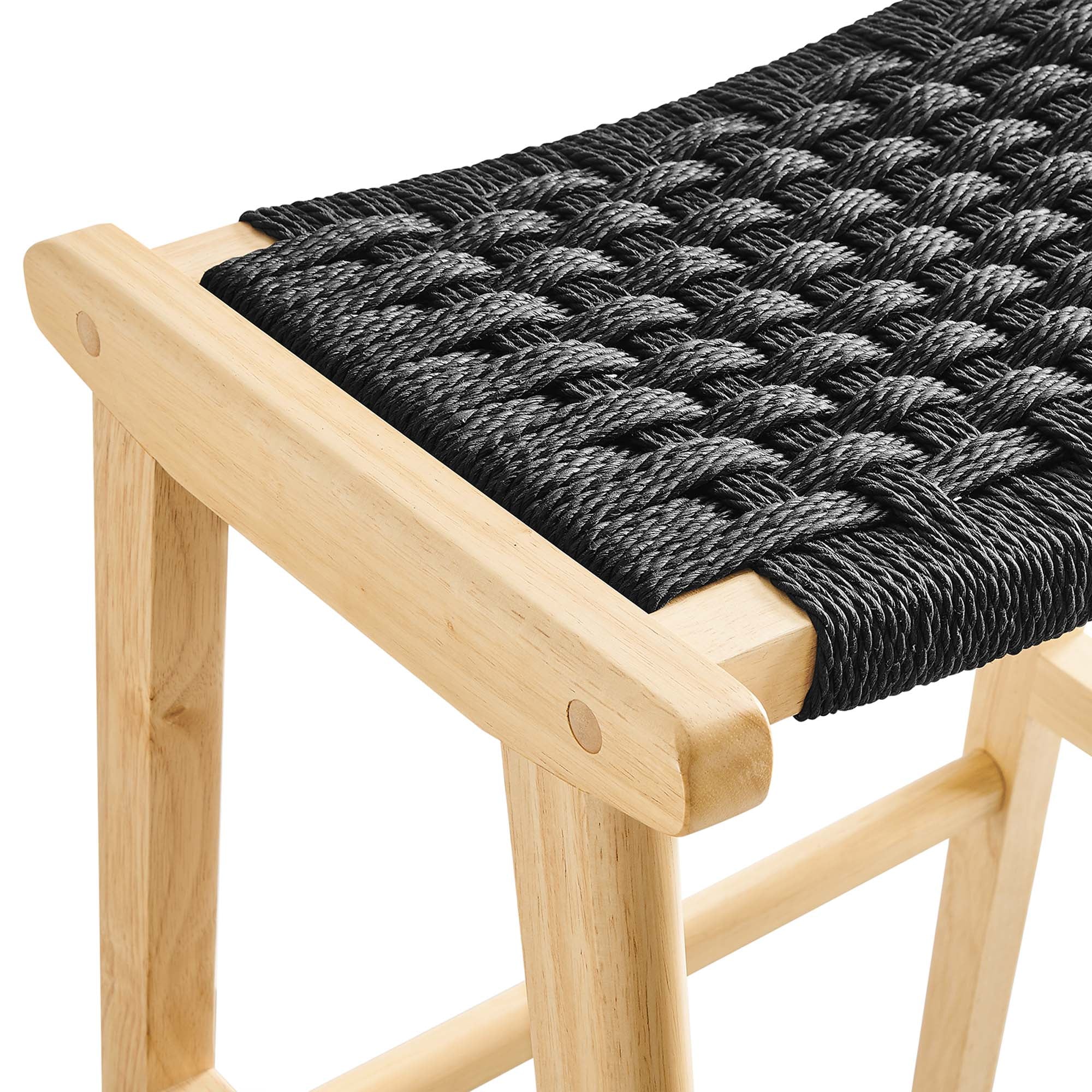 Saoirse Woven Rope Wood Bar Stool Set of 2 by Modway - Image 7