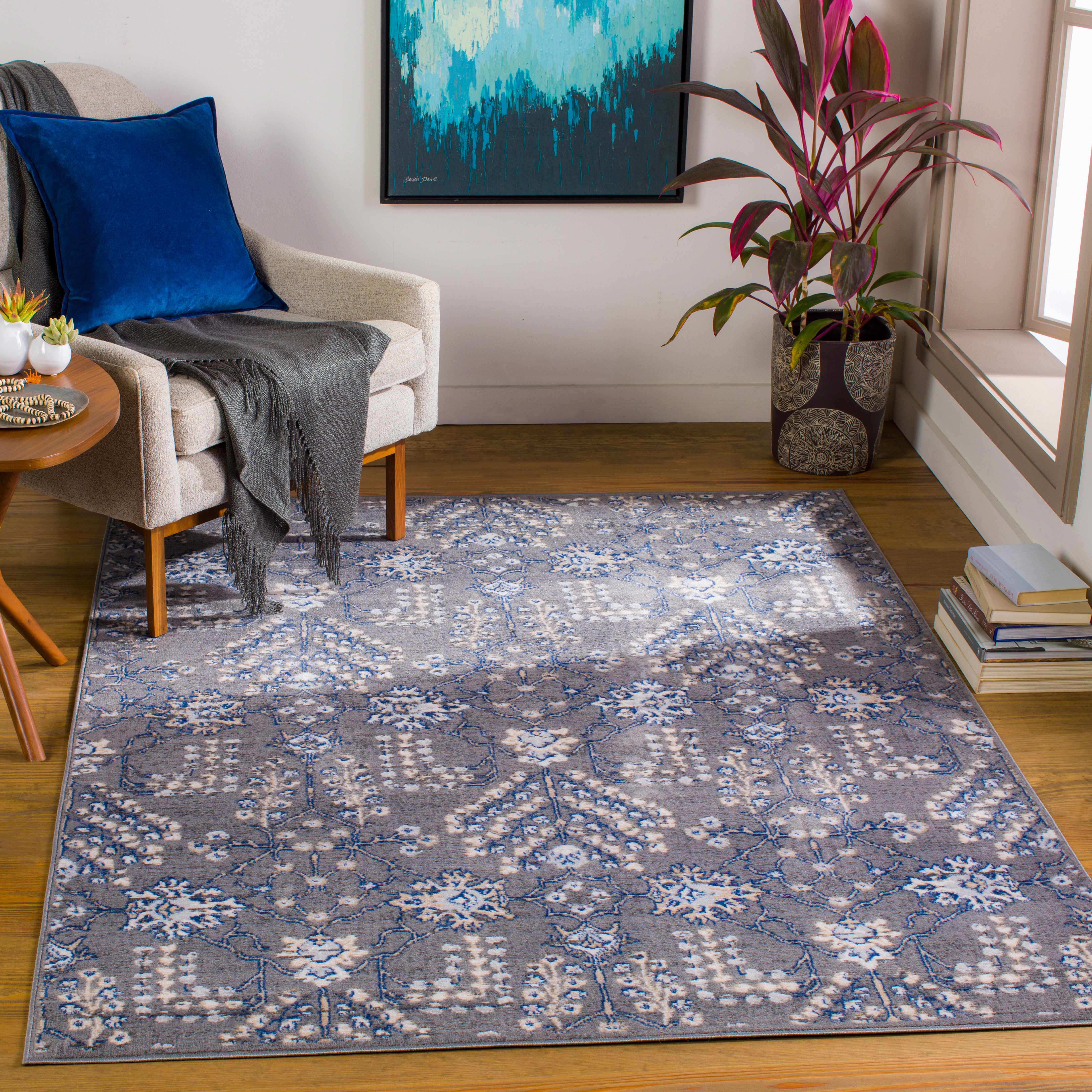 Sapinero Gray Floral Rug - Clearance - Image 2