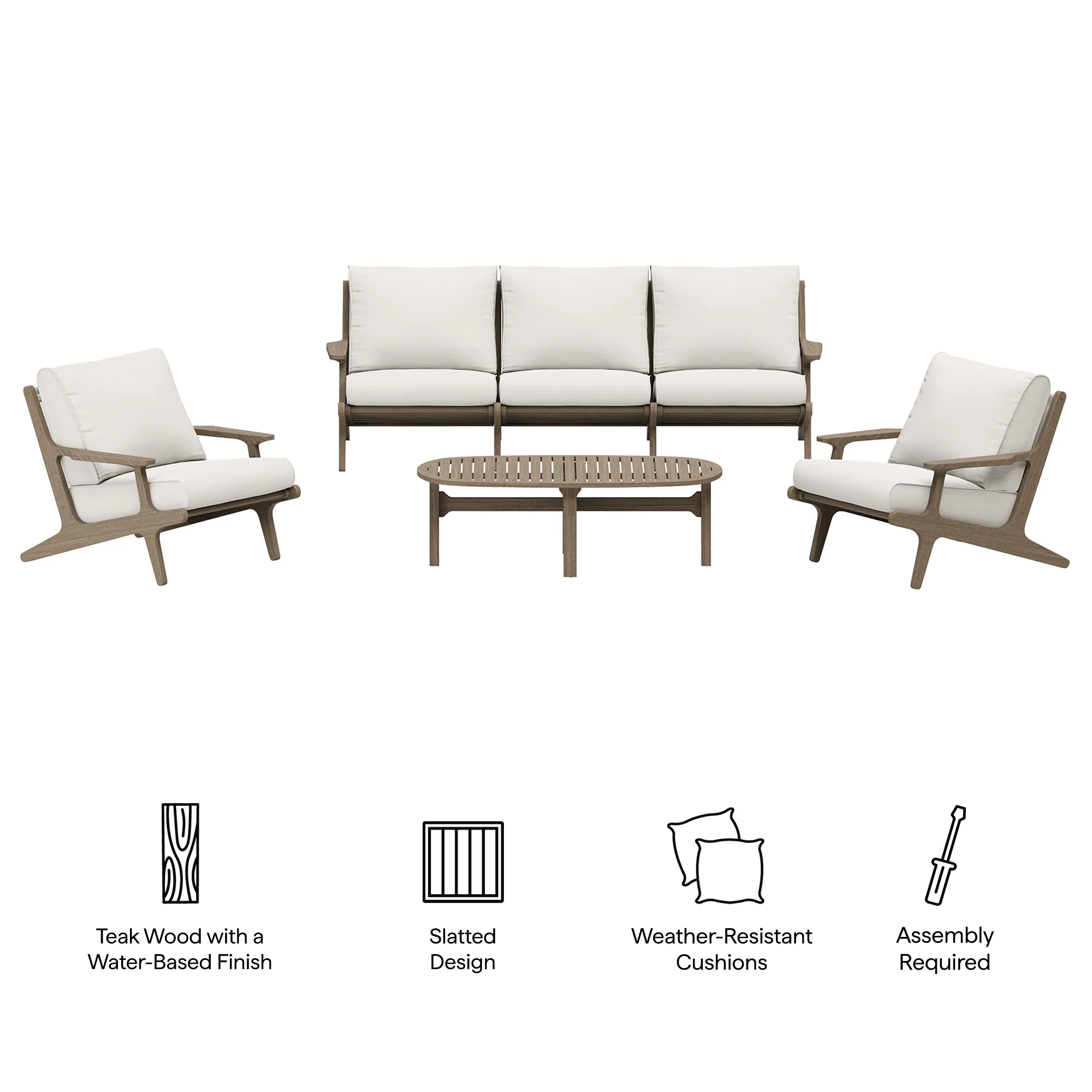 Saratoga 4-Piece Outdoor Patio Teak Wood Furniture Set by Modway - Image 5
