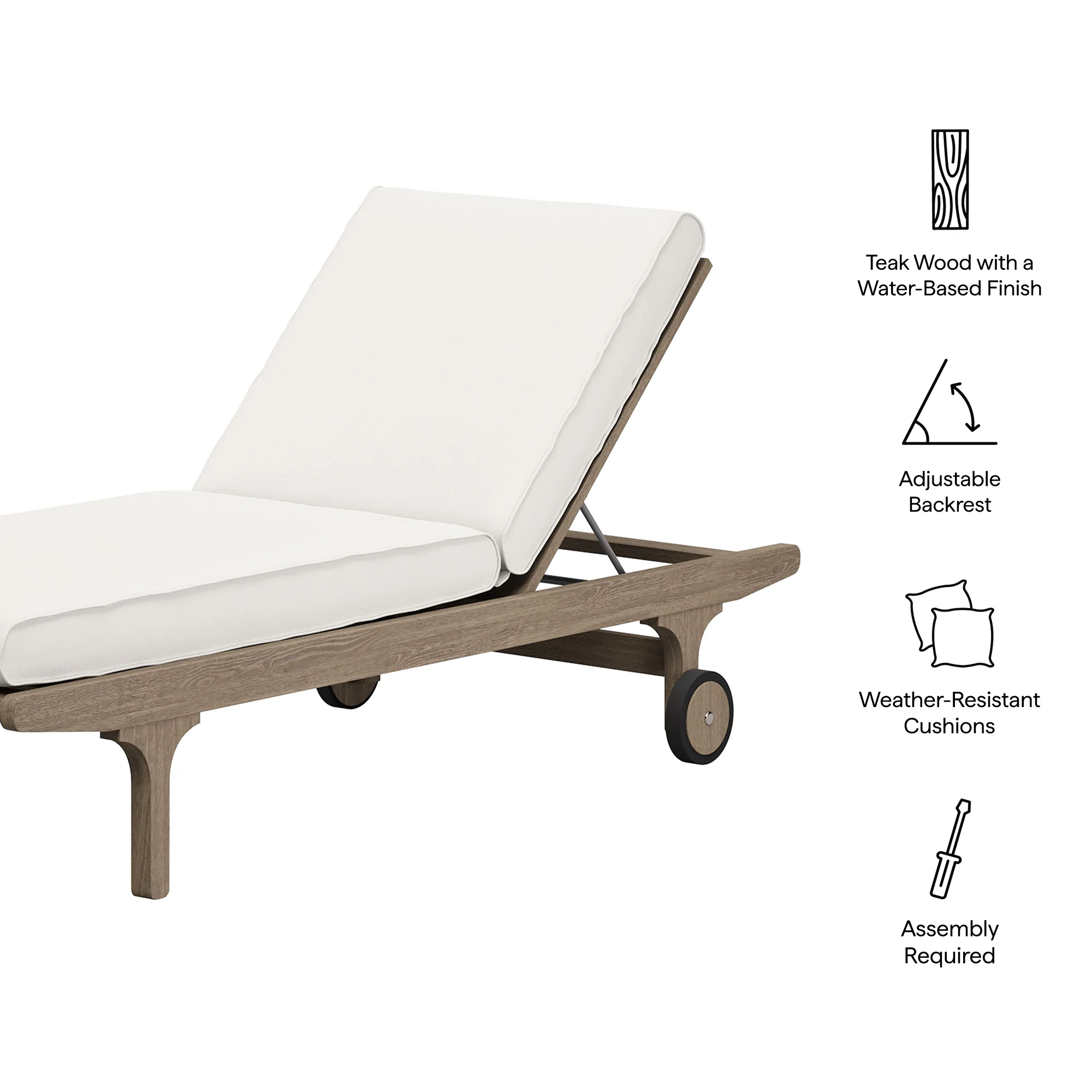 Saratoga Outdoor Patio Teak Chaise Lounge Chair by Modway - Image 3