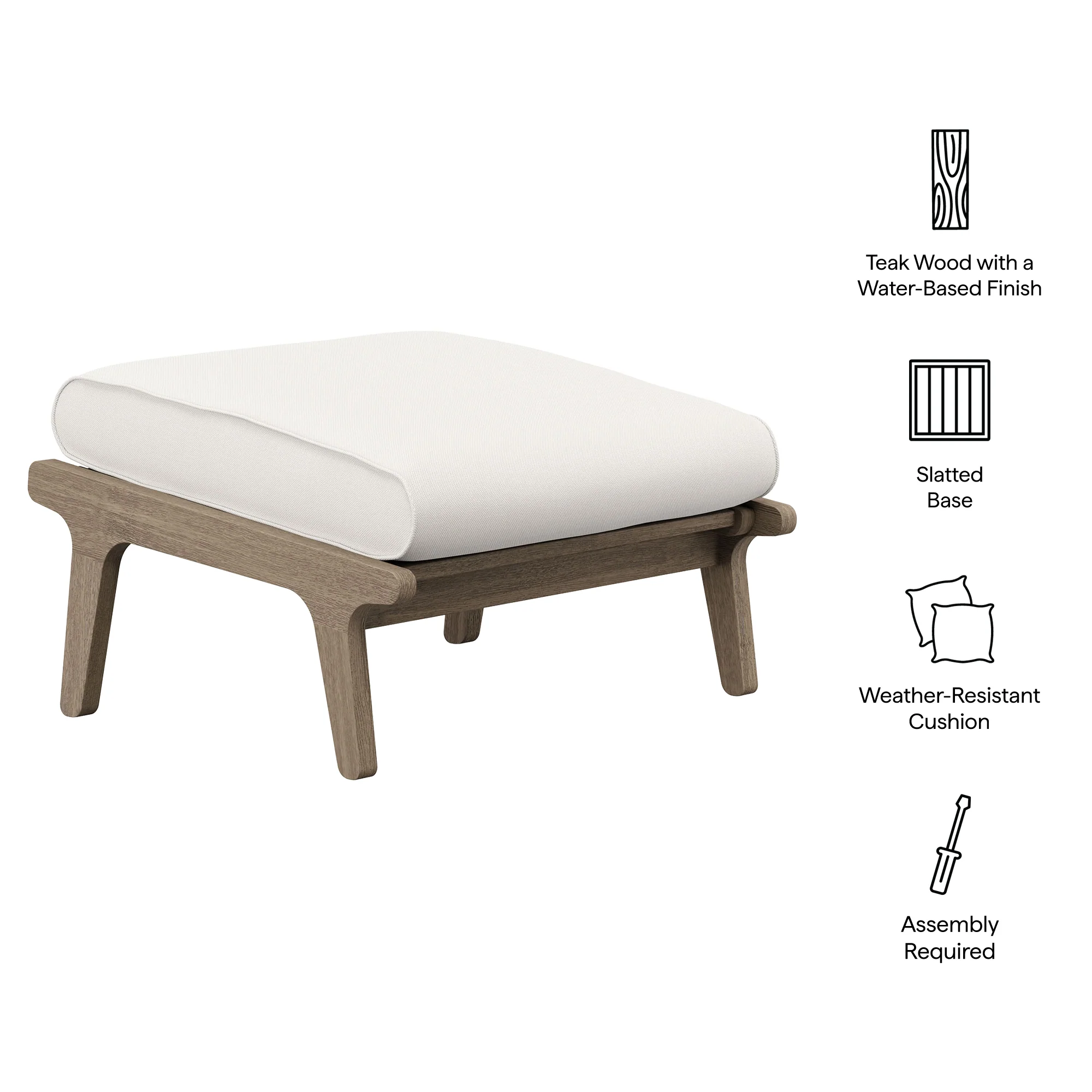 Saratoga Outdoor Patio Teak Ottoman by Modway - Image 3