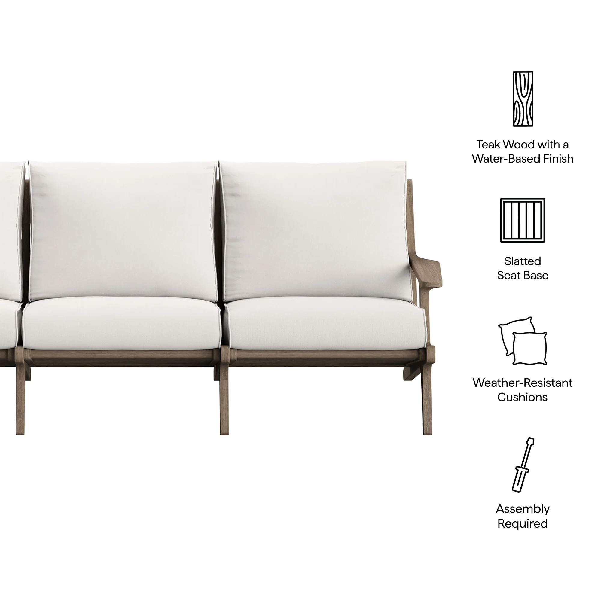 Saratoga Outdoor Patio Teak Sofa by Modway - Image 3