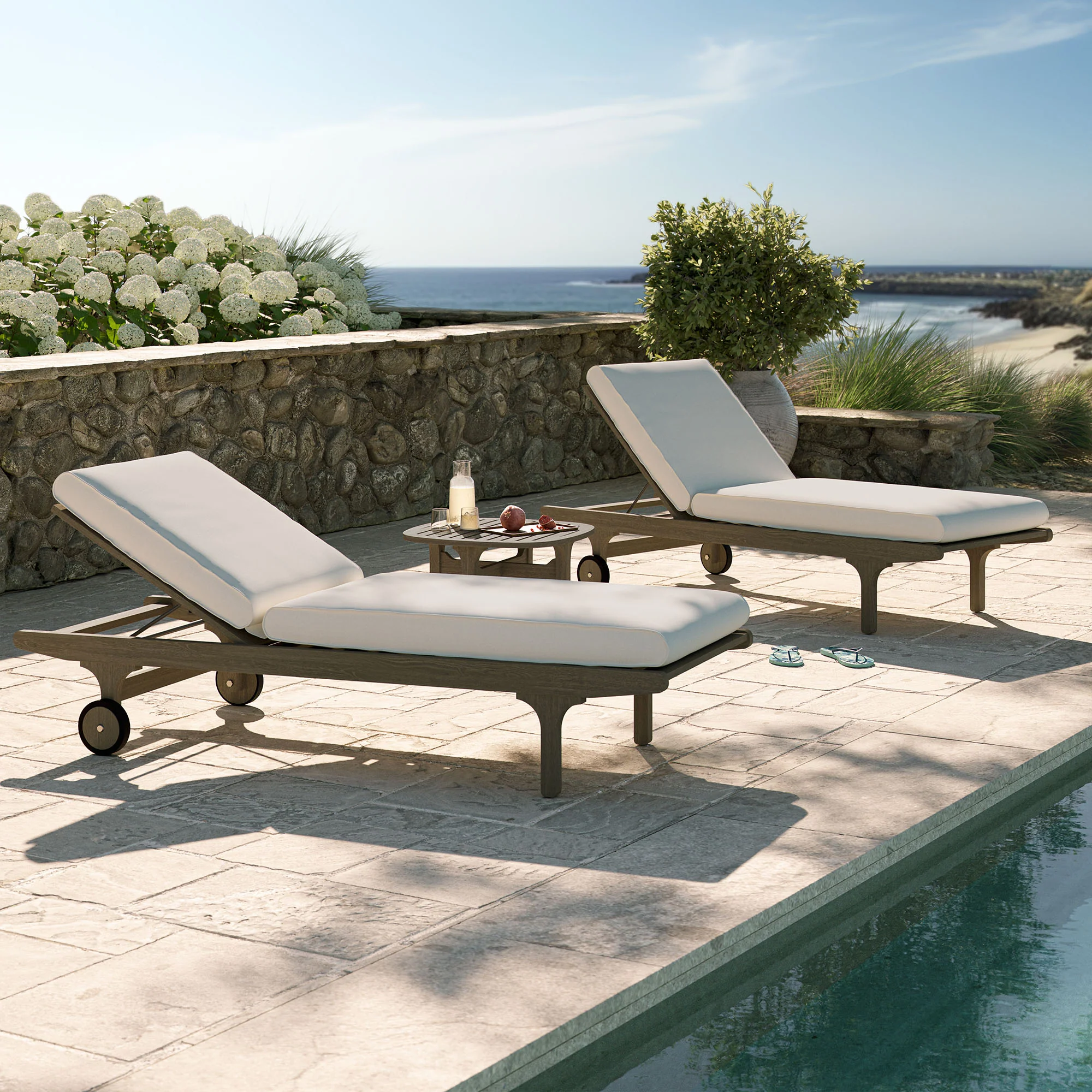 Saratoga Outdoor Patio Teak Wood 3-Piece Chaise Lounge Furniture Set by Modway - Image 7
