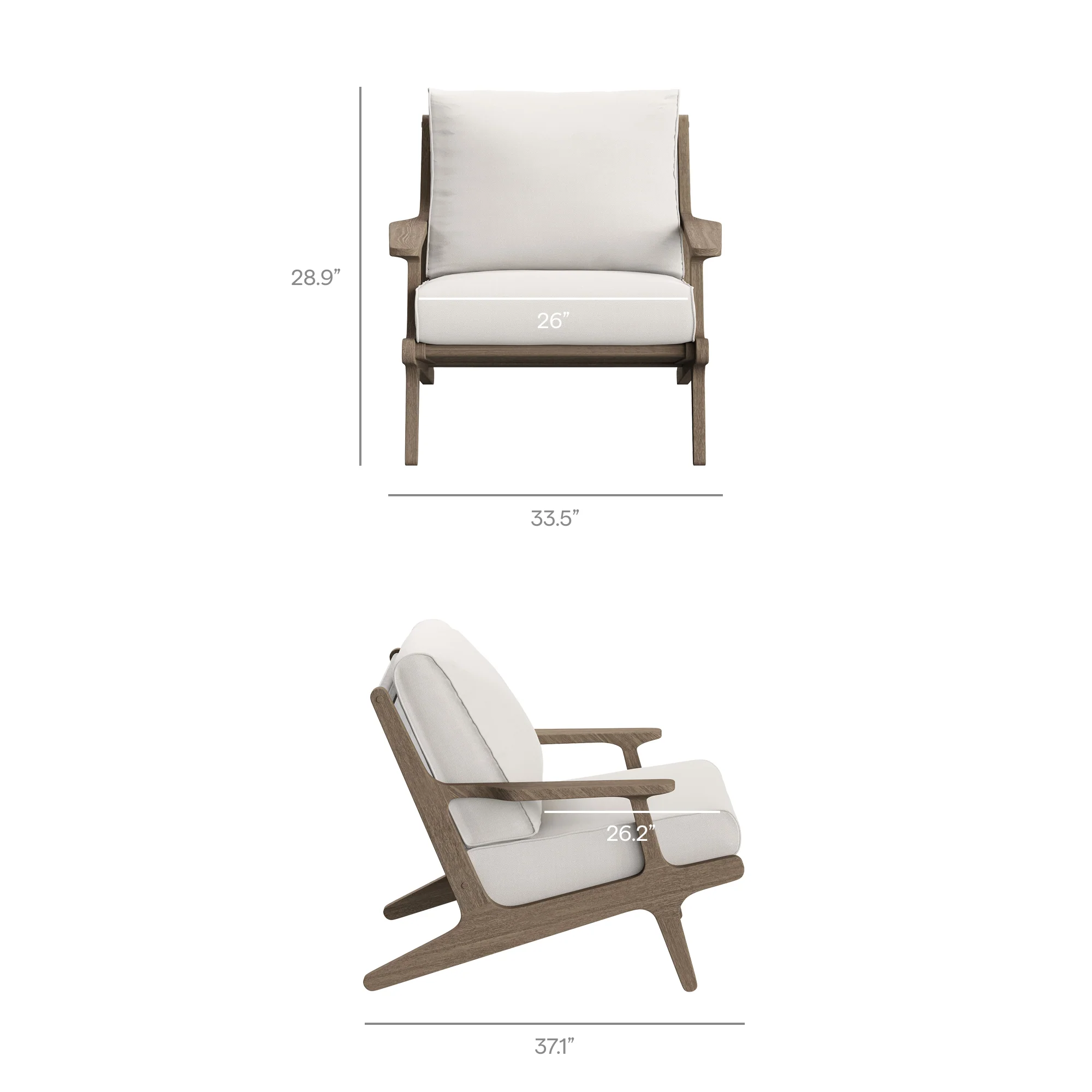 Saratoga Outdoor Patio Teak Wood Chair and Ottoman Set by Modway - Image 3