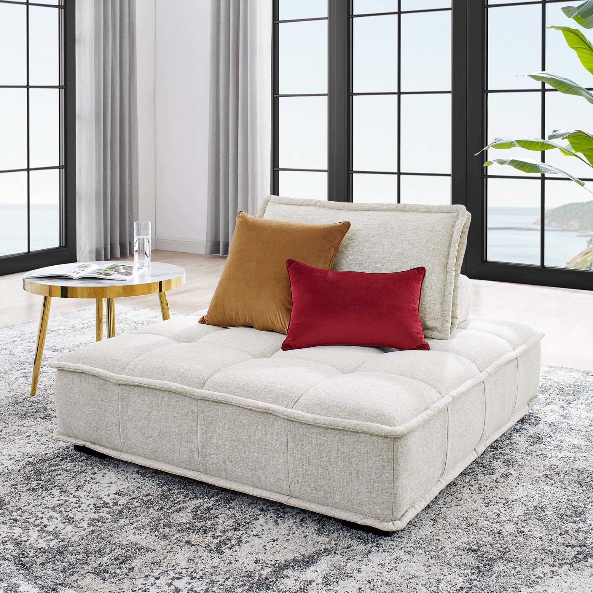 Saunter Tufted Fabric Armless Chair by Modway - Image 7