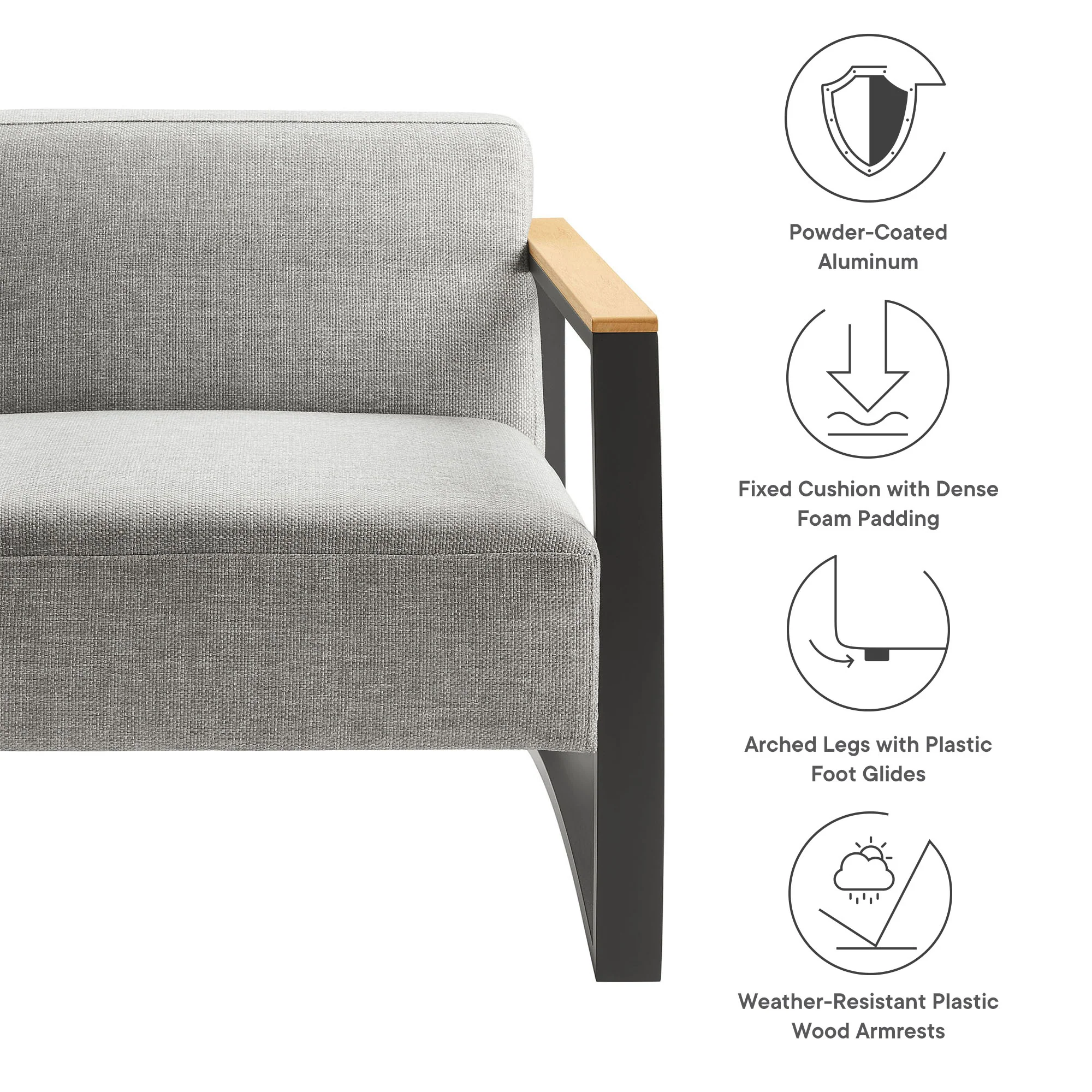 Sauve Outdoor Patio Aluminum and Fabric Armchair by Modway - Image 13