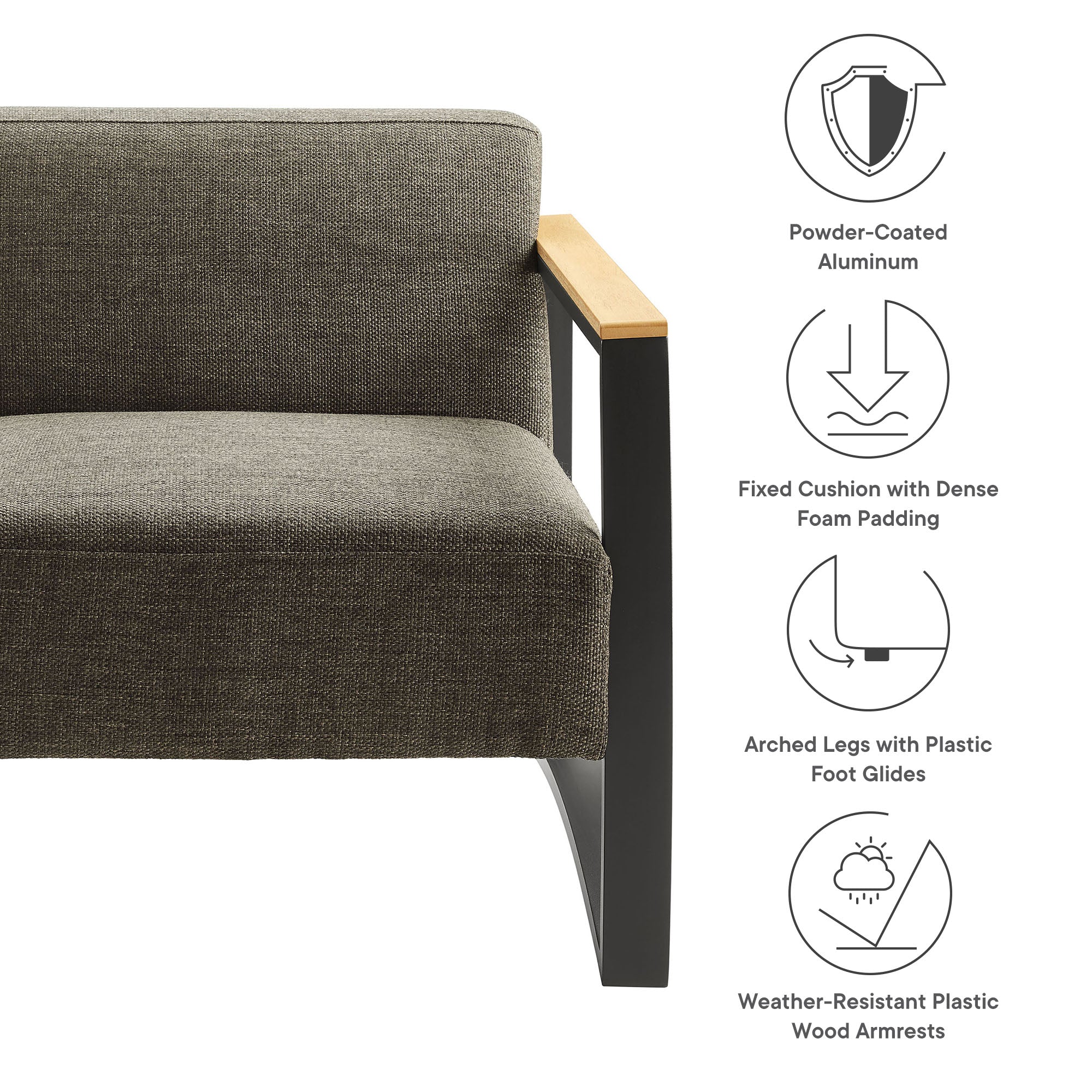 Sauve Outdoor Patio Aluminum and Fabric Armchair by Modway - Image 2