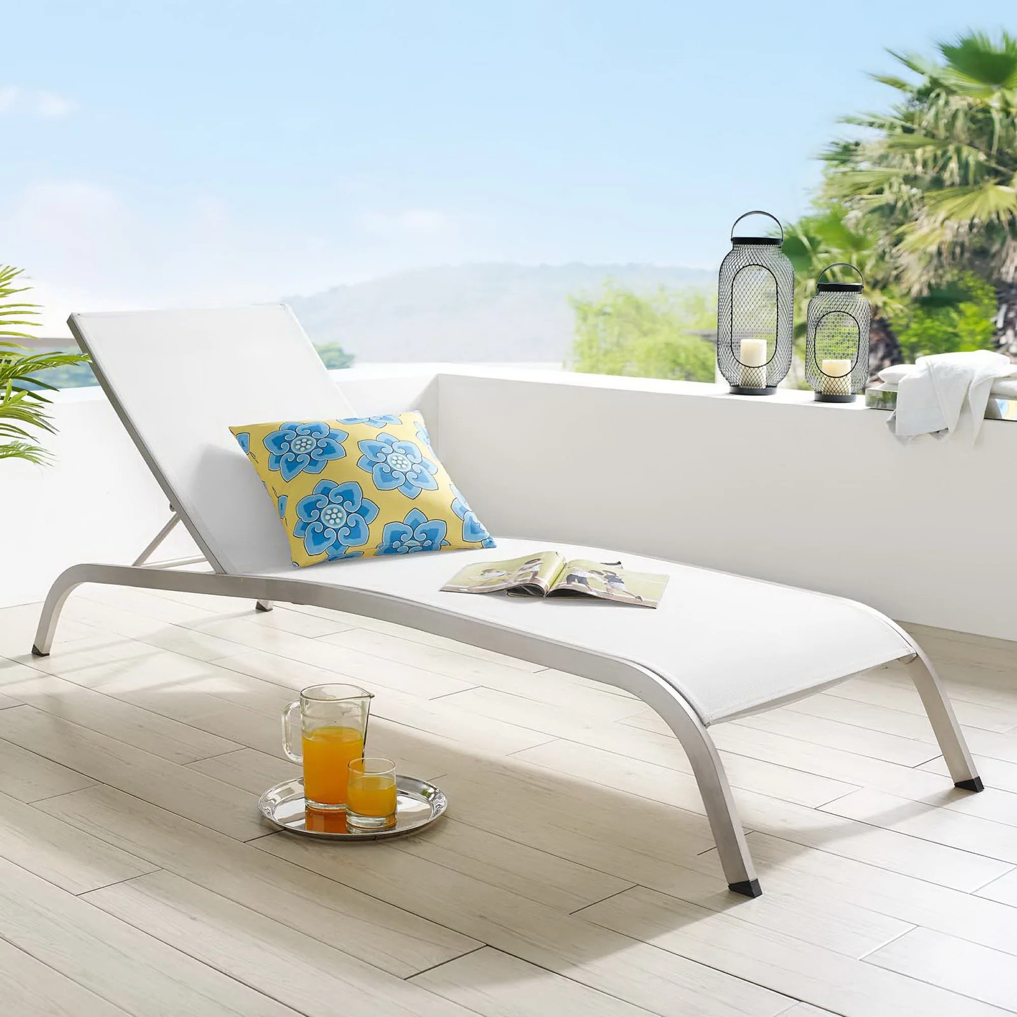 Savannah Mesh Chaise Outdoor Patio Aluminum Lounge Chair by Modway - Image 6
