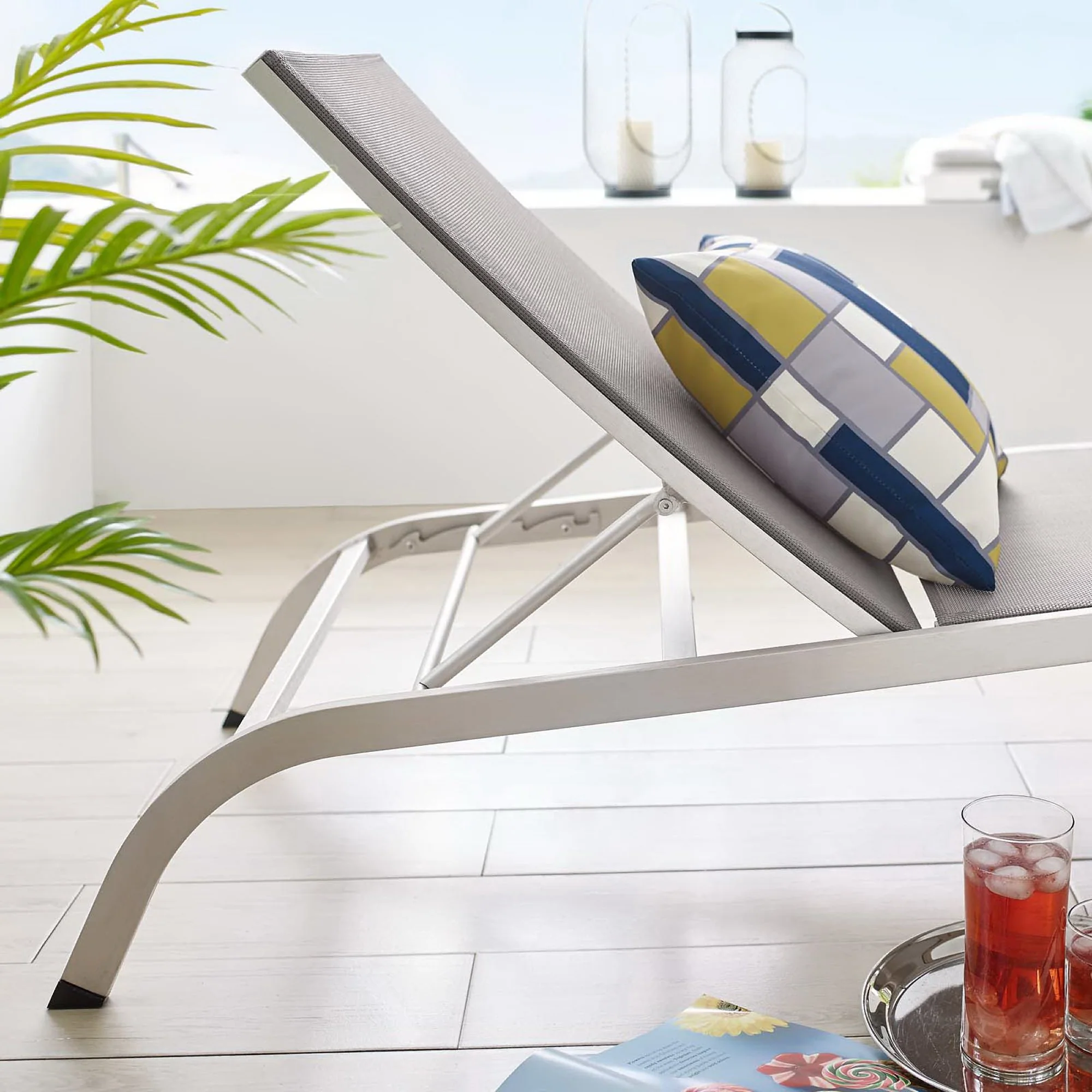 Savannah Mesh Chaise Outdoor Patio Aluminum Lounge Chair by Modway - Image 7