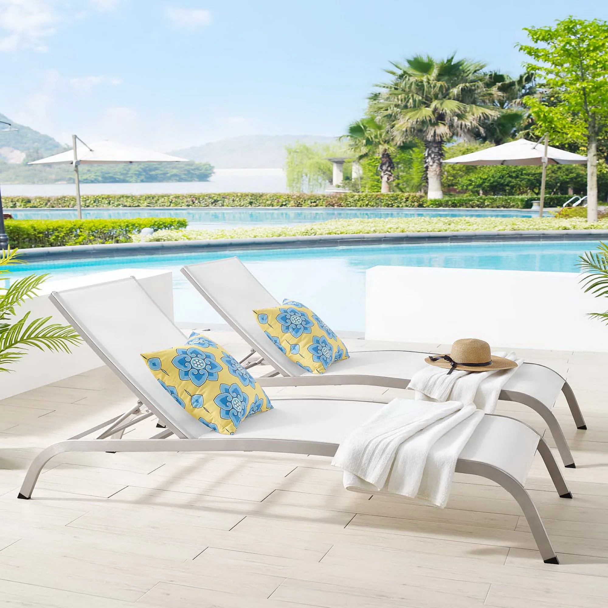 Savannah Outdoor Patio Mesh Chaise Lounge Set of 2 by Modway - Image 5