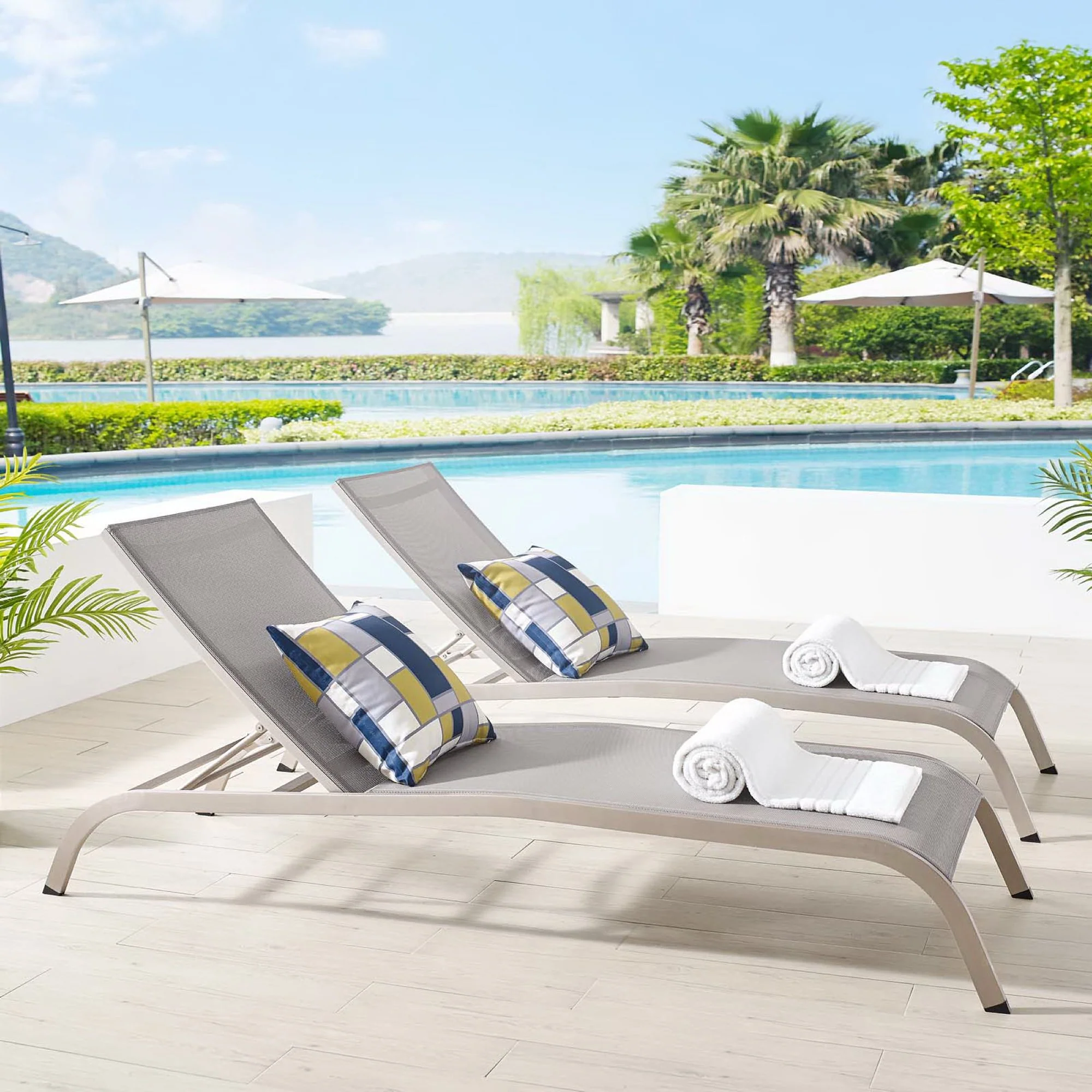 Savannah Outdoor Patio Mesh Chaise Lounge Set of 2 by Modway - Image 6