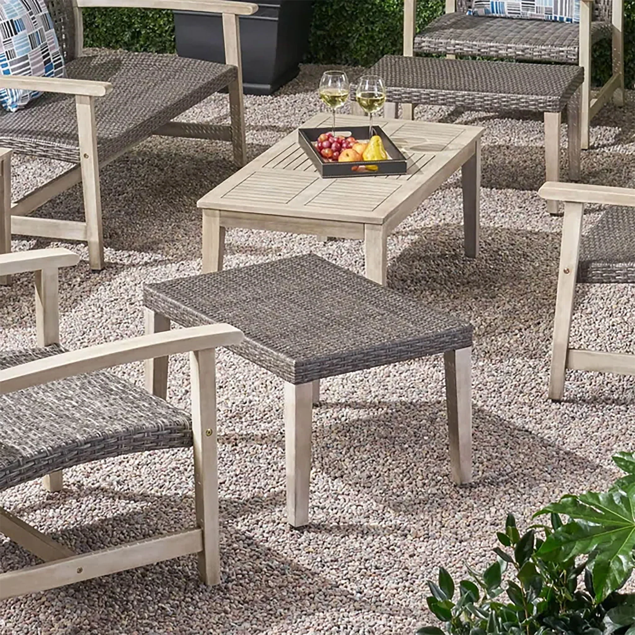 Savannah Outdoor Wicker And Ottoman - Gray - Image 3