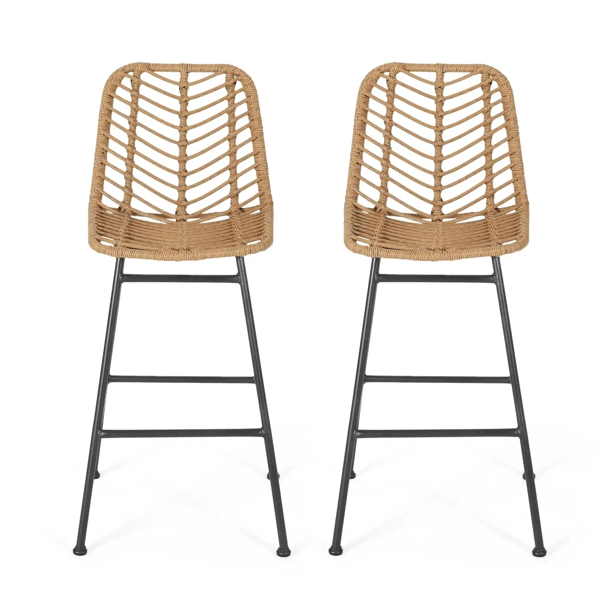 Sawtelle - Outdoor Wicker Barstools (Set of 2) - Image 2