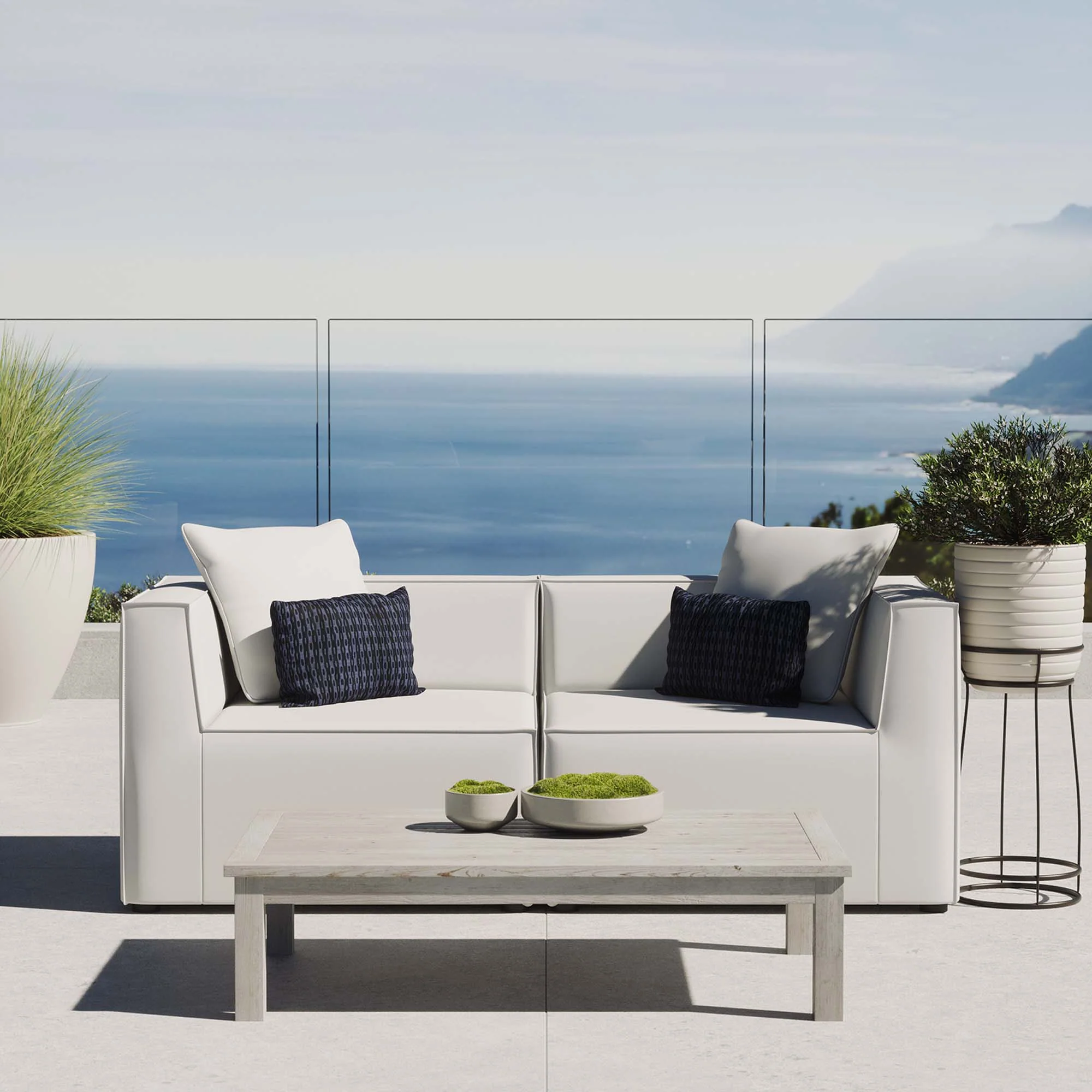 Saybrook 2-Piece Outdoor Patio Upholstered Sectional Sofa Loveseat by Modway - Image 6