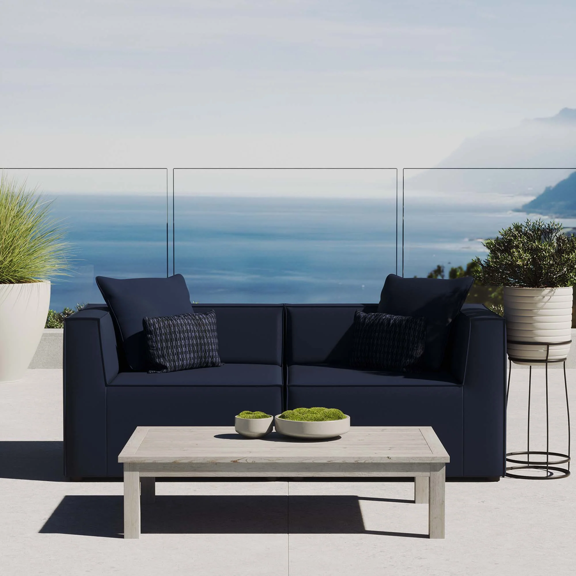 Saybrook 2-Piece Outdoor Patio Upholstered Sectional Sofa Loveseat by Modway - Image 8