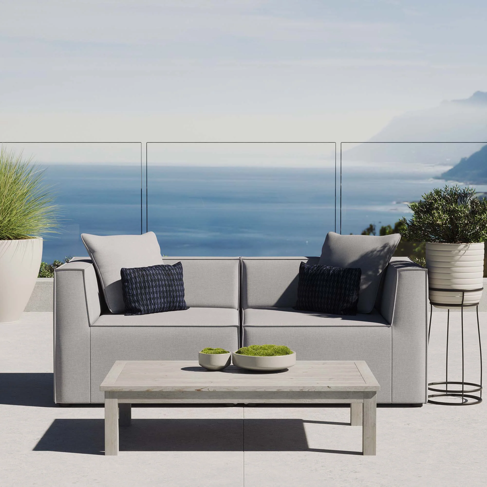 Saybrook 2-Piece Outdoor Patio Upholstered Sectional Sofa Loveseat by Modway - Image 9