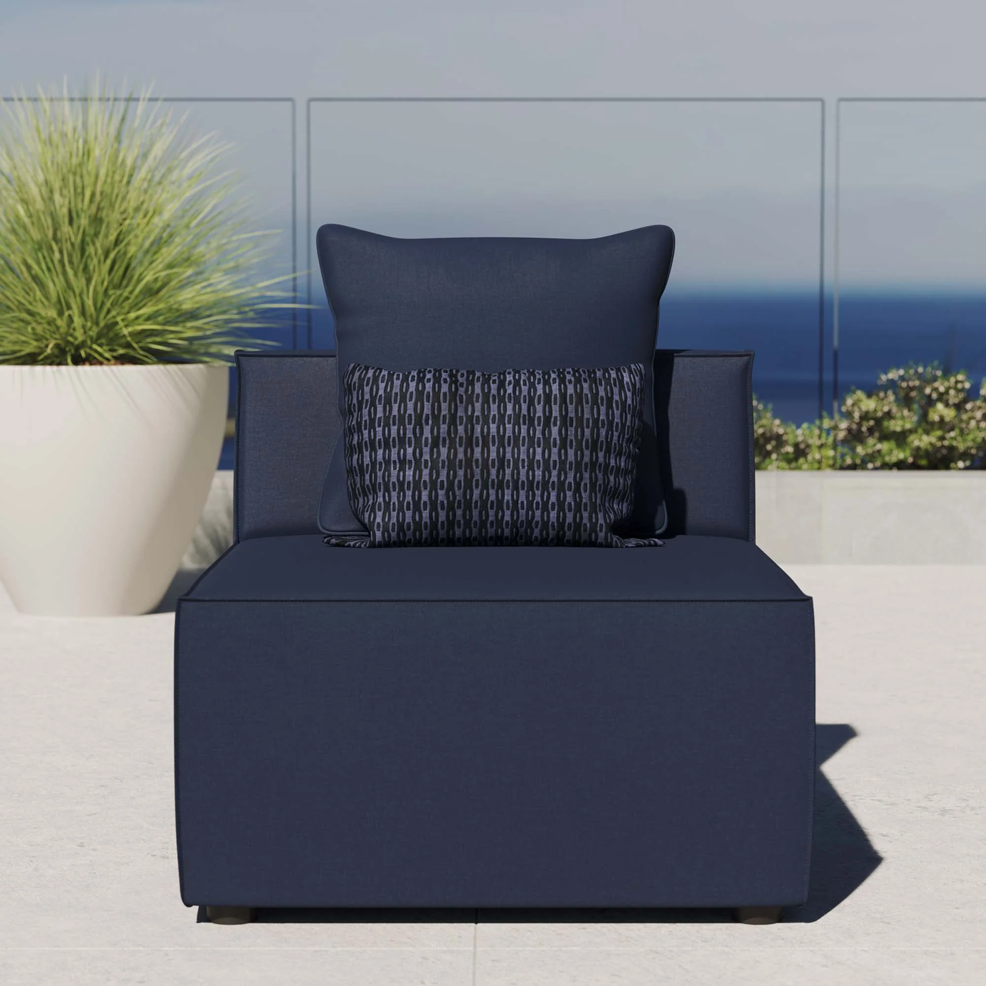 Saybrook Outdoor Patio Upholstered Sectional Sofa Armless Chair by Modway - Image 10