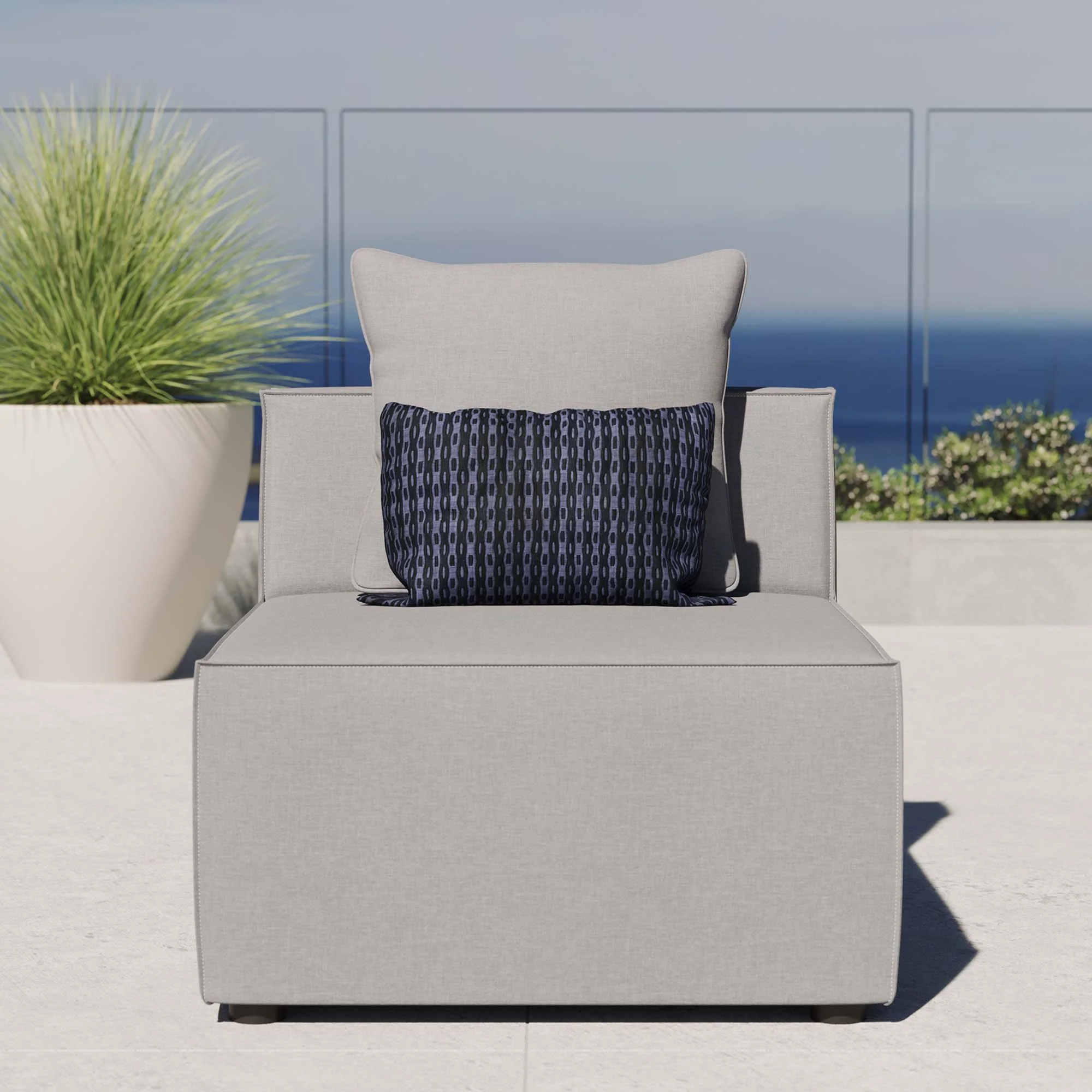 Saybrook Outdoor Patio Upholstered Sectional Sofa Armless Chair by Modway - Image 11