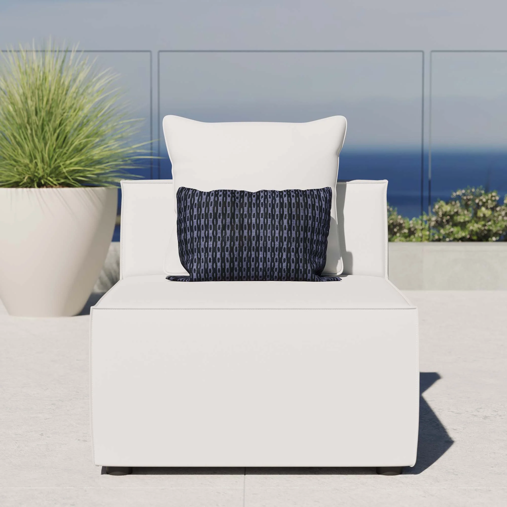 Saybrook Outdoor Patio Upholstered Sectional Sofa Armless Chair by Modway - Image 6