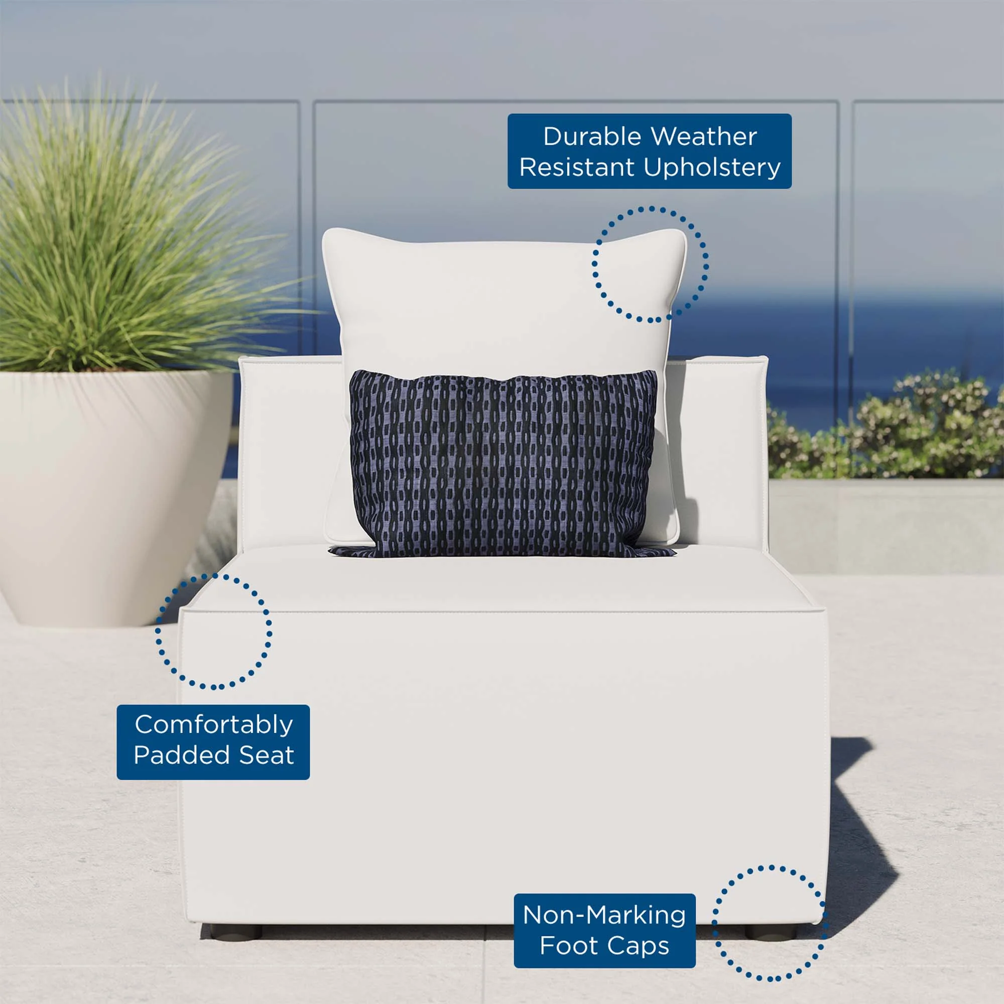 Saybrook Outdoor Patio Upholstered Sectional Sofa Armless Chair by Modway - Image 7
