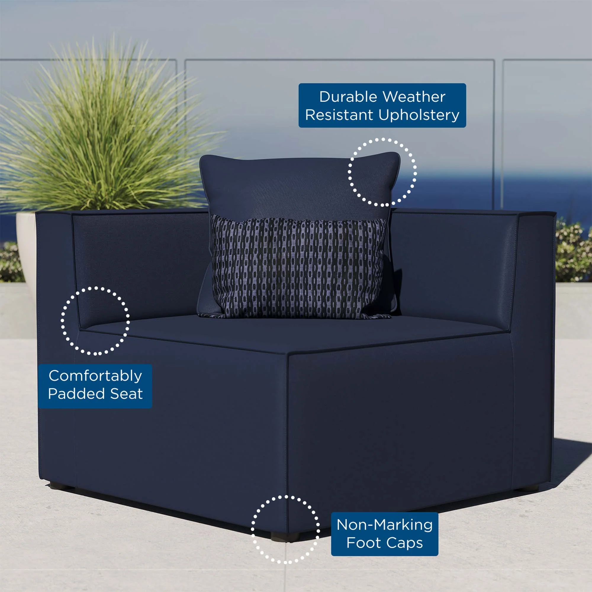 Saybrook Outdoor Patio Upholstered Sectional Sofa Corner Chair - Image 18